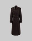 ROVENTE Belted Double-Breasted Trench Coat