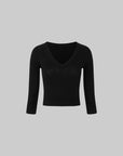 IAMXIAA Knit Cropped V Neck Sweater