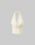 ROVENTE Draped Halter Corset Top in Pearl - PINKPARKS