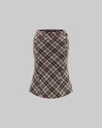 WARDEN EDGE サイドバックルディテール付きチェック柄ミディスカート