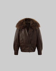 ROVENTE Detachable Fur Collar Leather Jacket