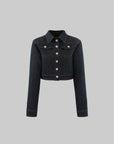 ROVENTE 構築的なフィット感とコントラストステッチが魅力のクロップドデニムジャケット