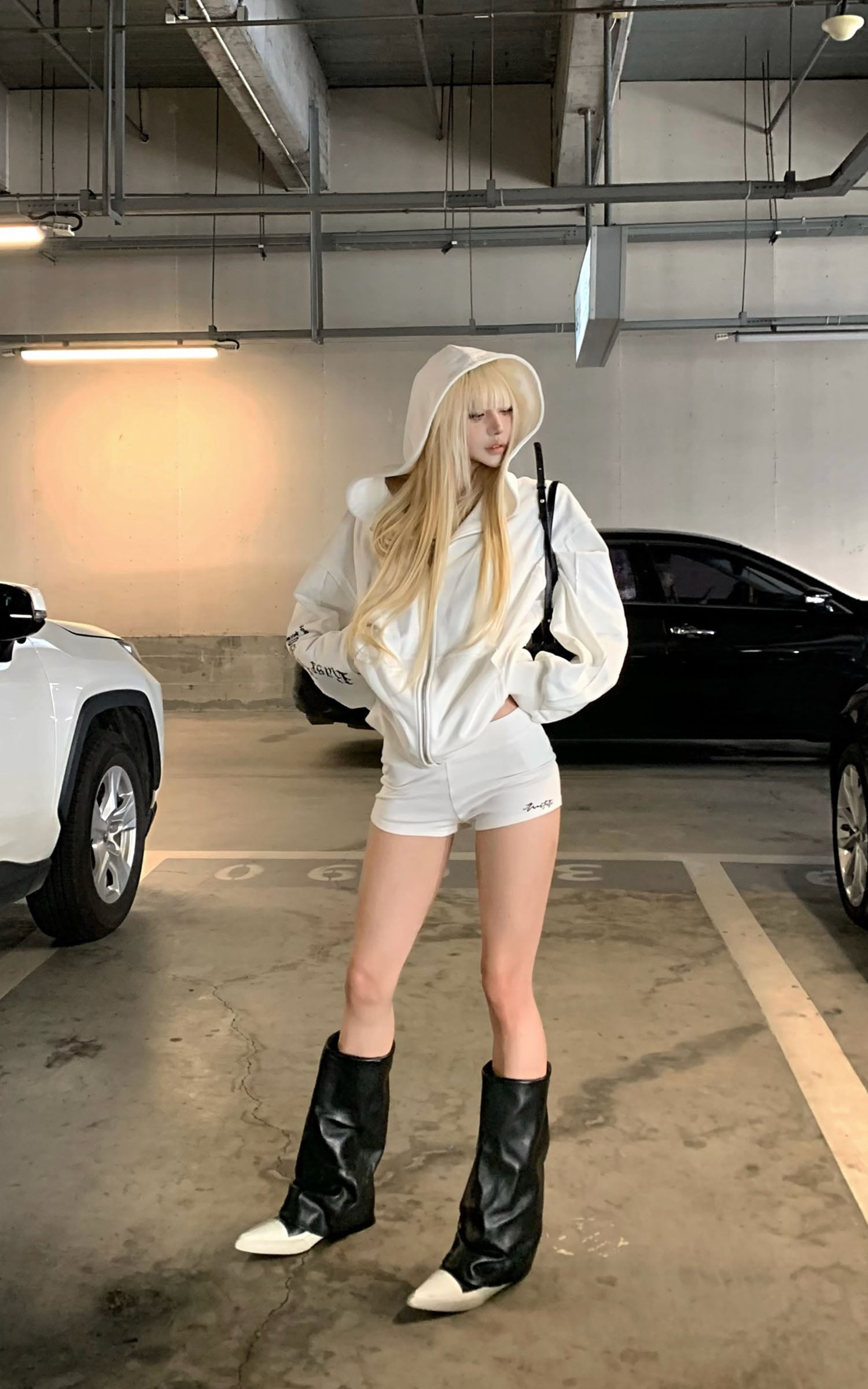 Rase le sol オーバーサイズ フーデッド ジップアップ スウェットシャツ