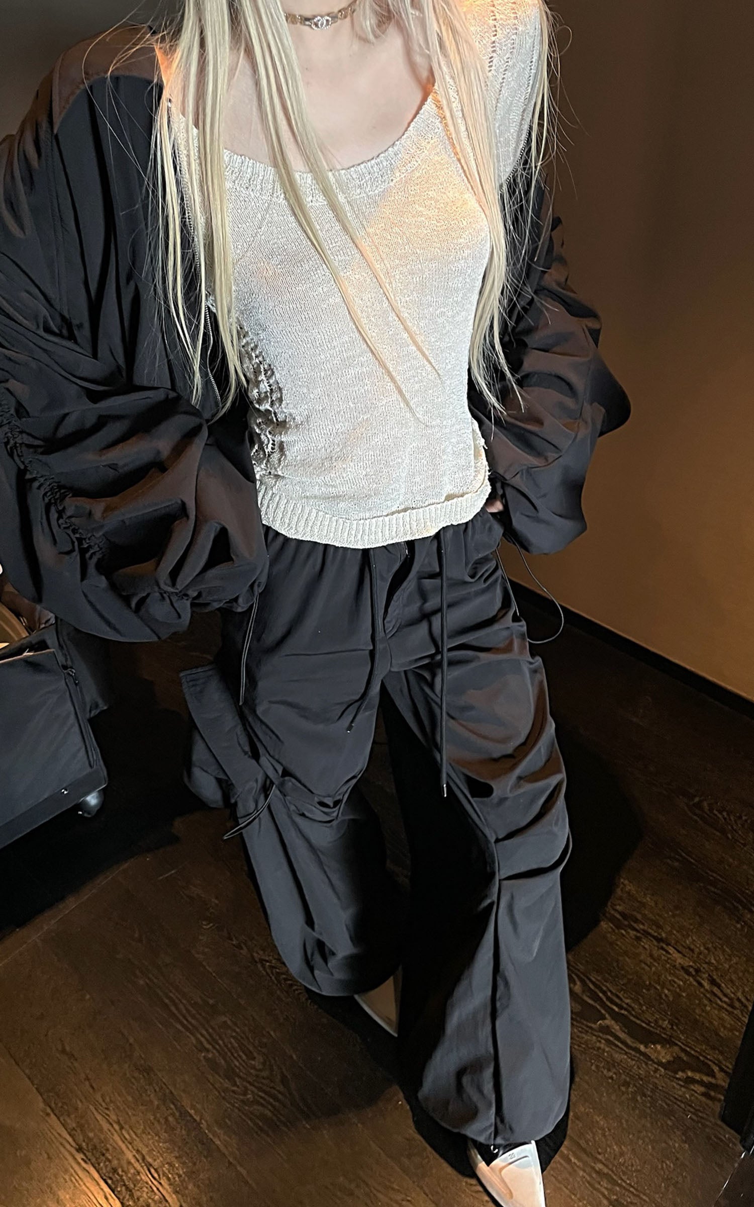 Rase le sol Textured Knit Long-Sleeve Top - PINKPARKS