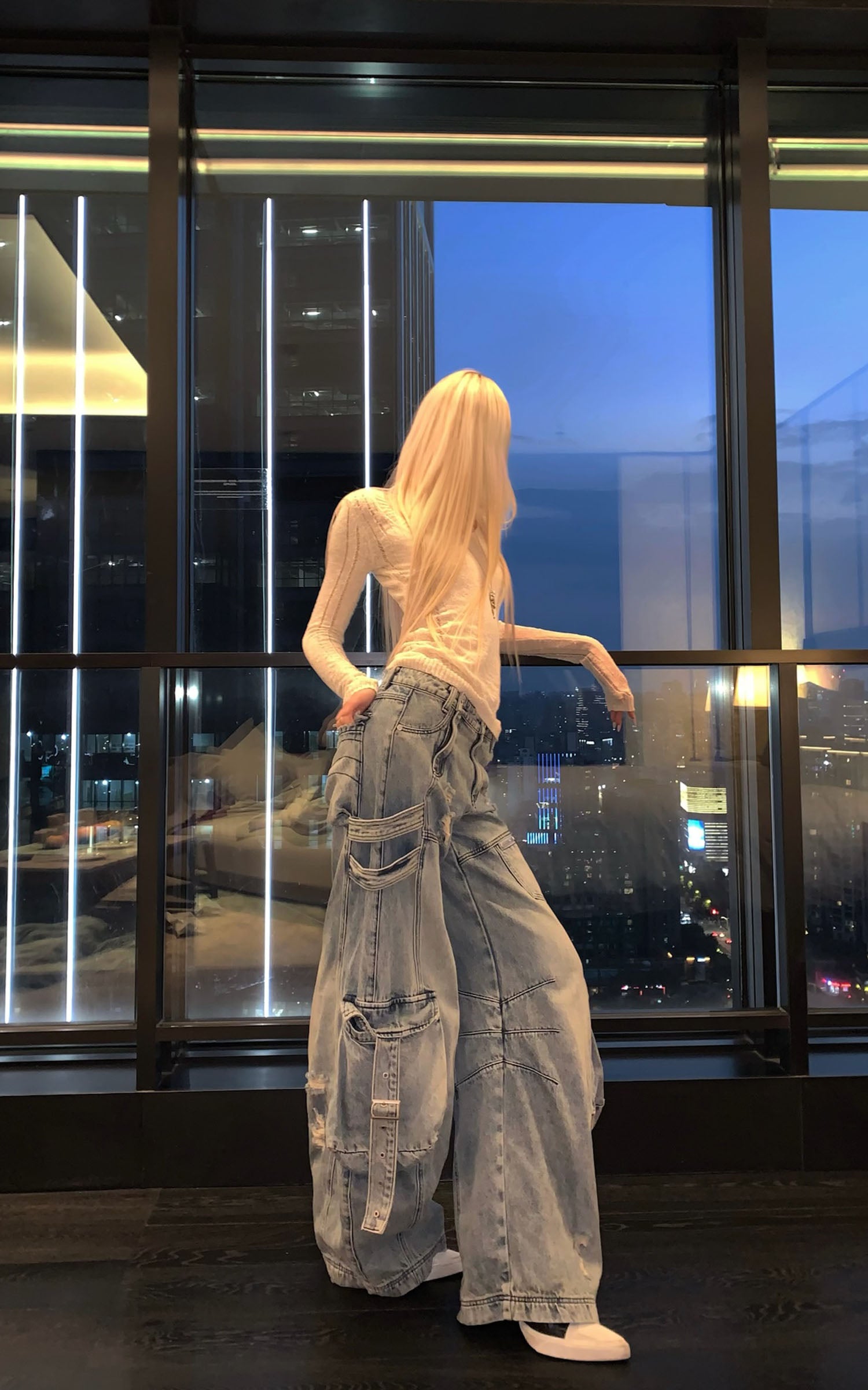 Rase le sol Textured Knit Long-Sleeve Top - PINKPARKS