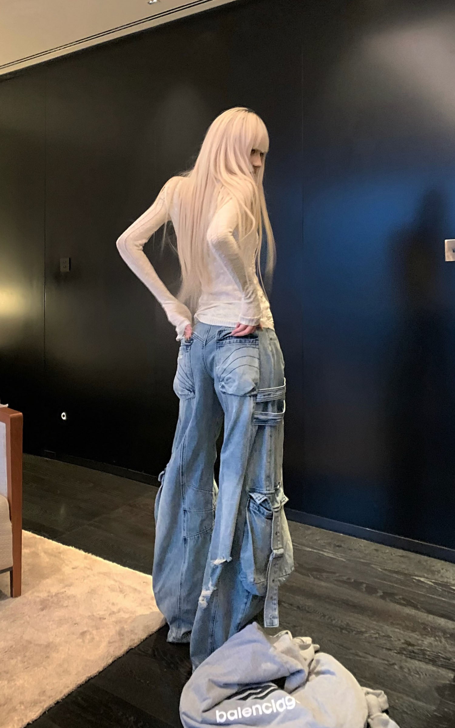 Rase le sol Textured Knit Long-Sleeve Top - PINKPARKS