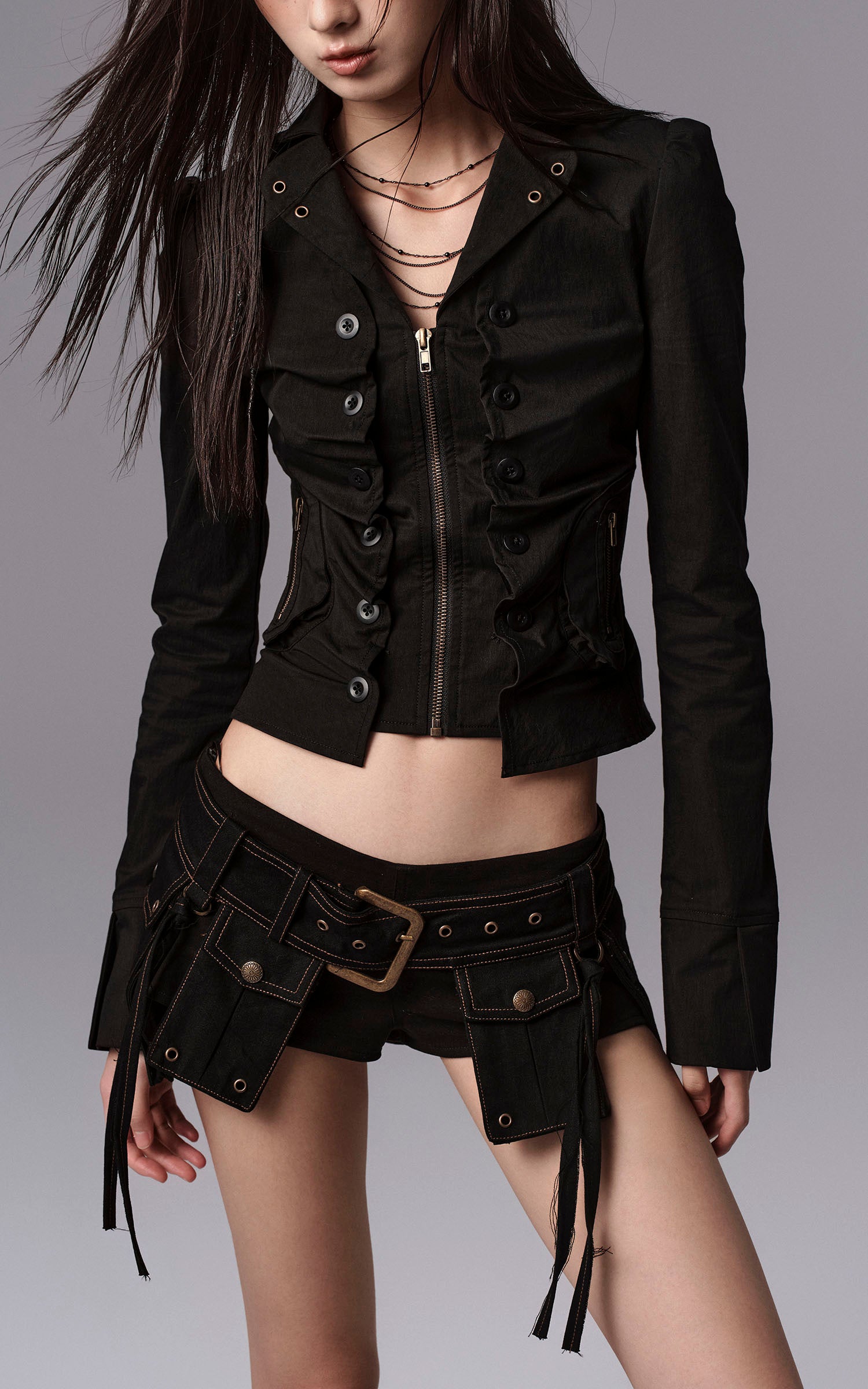 Low pixel ダークユーティリティポケットベルトショーツセット