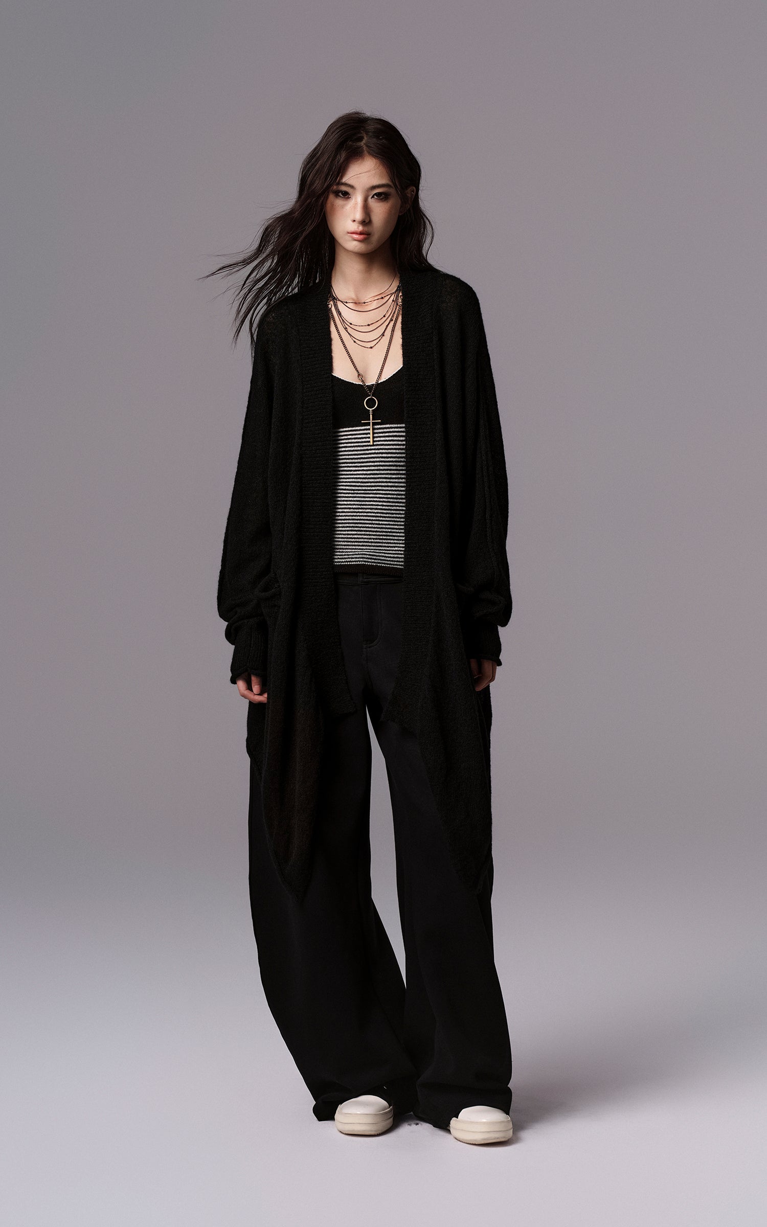 Low pixel ストライプニットスパゲッティストラップタンクトップ