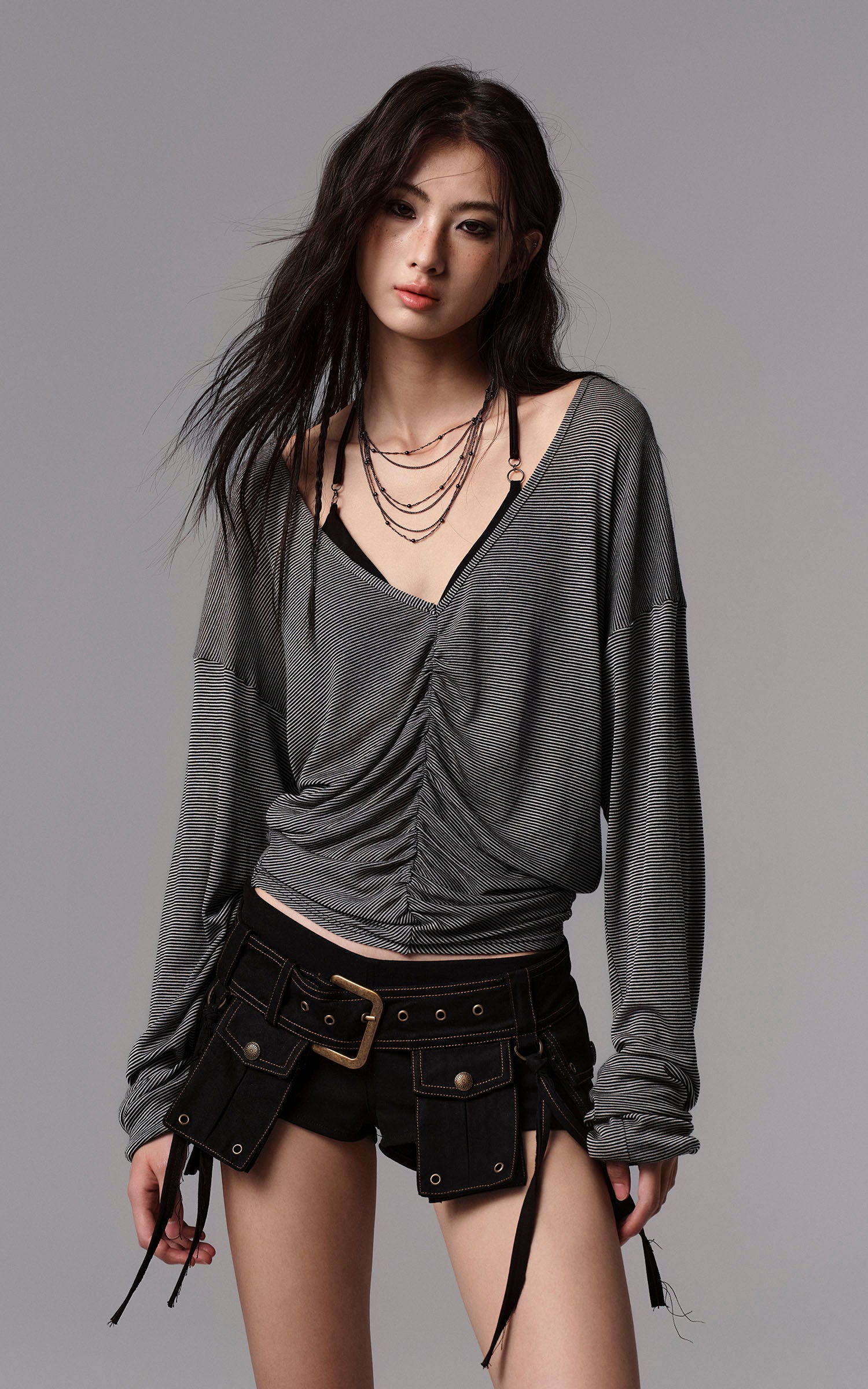 Low pixel ダークユーティリティポケットベルトショーツセット