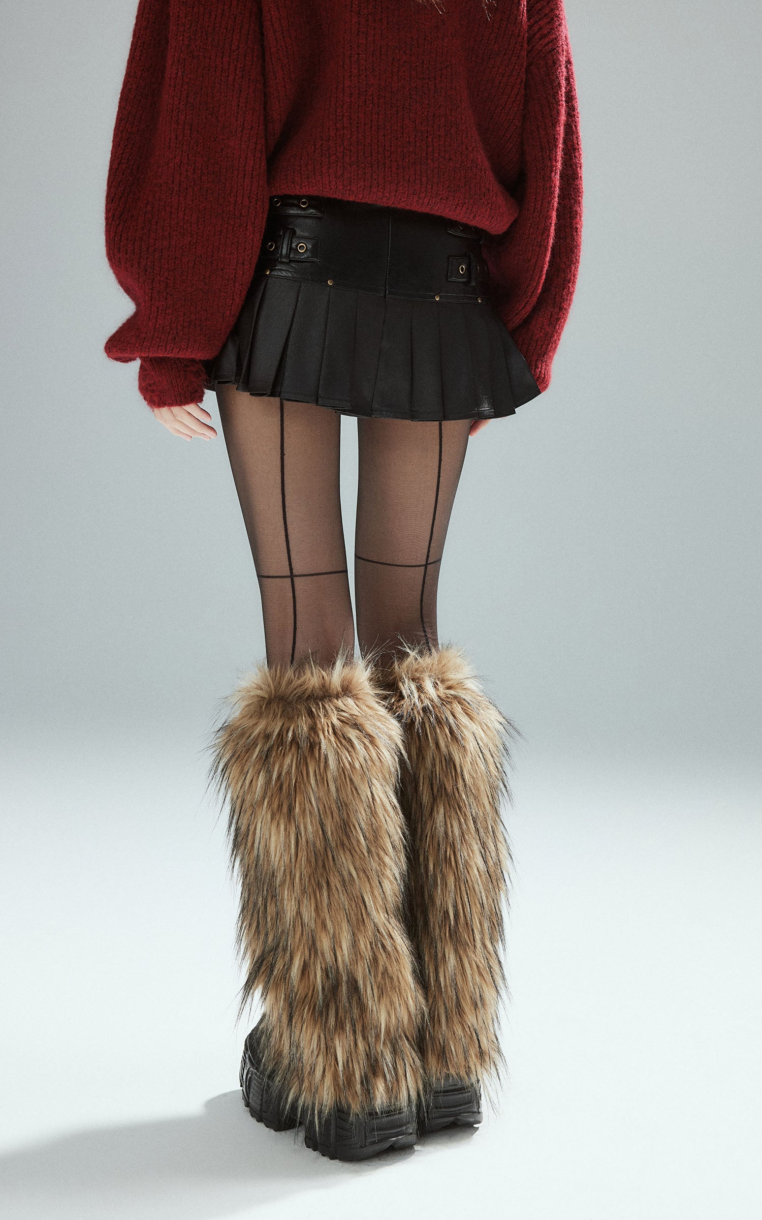 Low pixel チェーンバックルハイウエストプリーツミニスカート