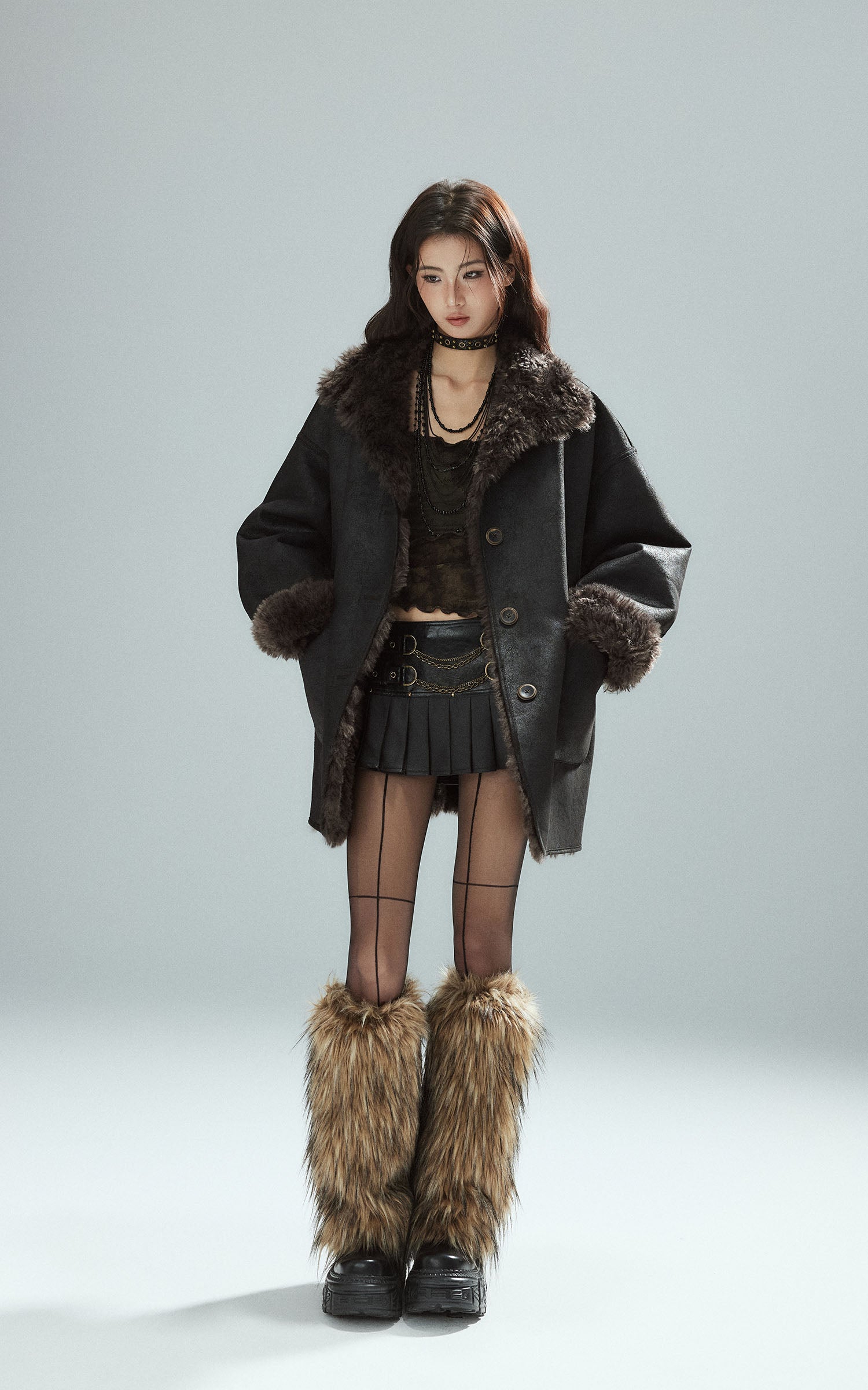 Low pixel Distressed Print Asymmetric Mesh Long Sleeve T-Shirt