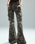 Low pixel Camo Flared Cargo Pants