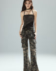 Low pixel Camo Flared Cargo Pants