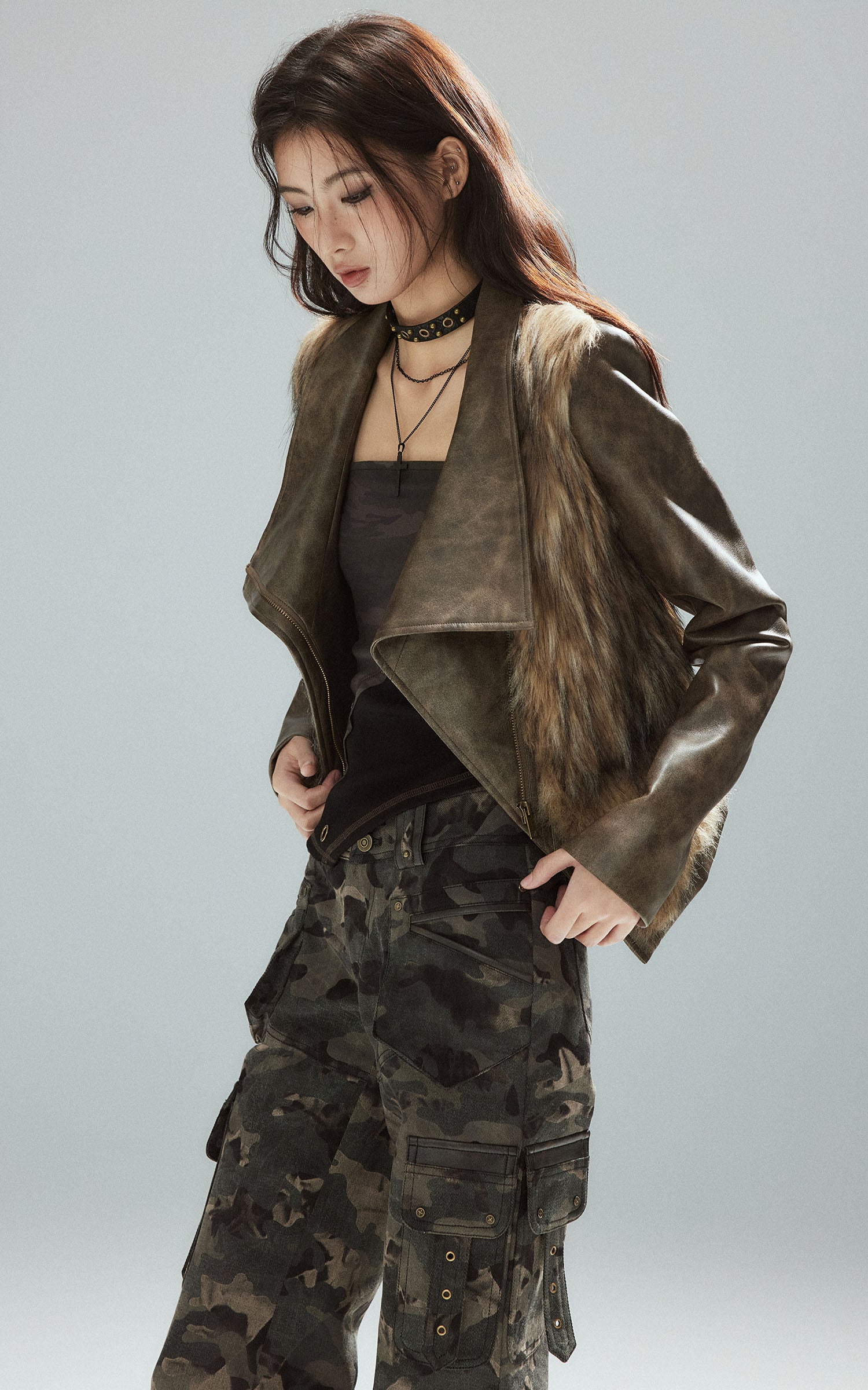 Low pixel Camo Flared Cargo Pants