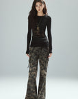 Low pixel Camo Flared Cargo Pants