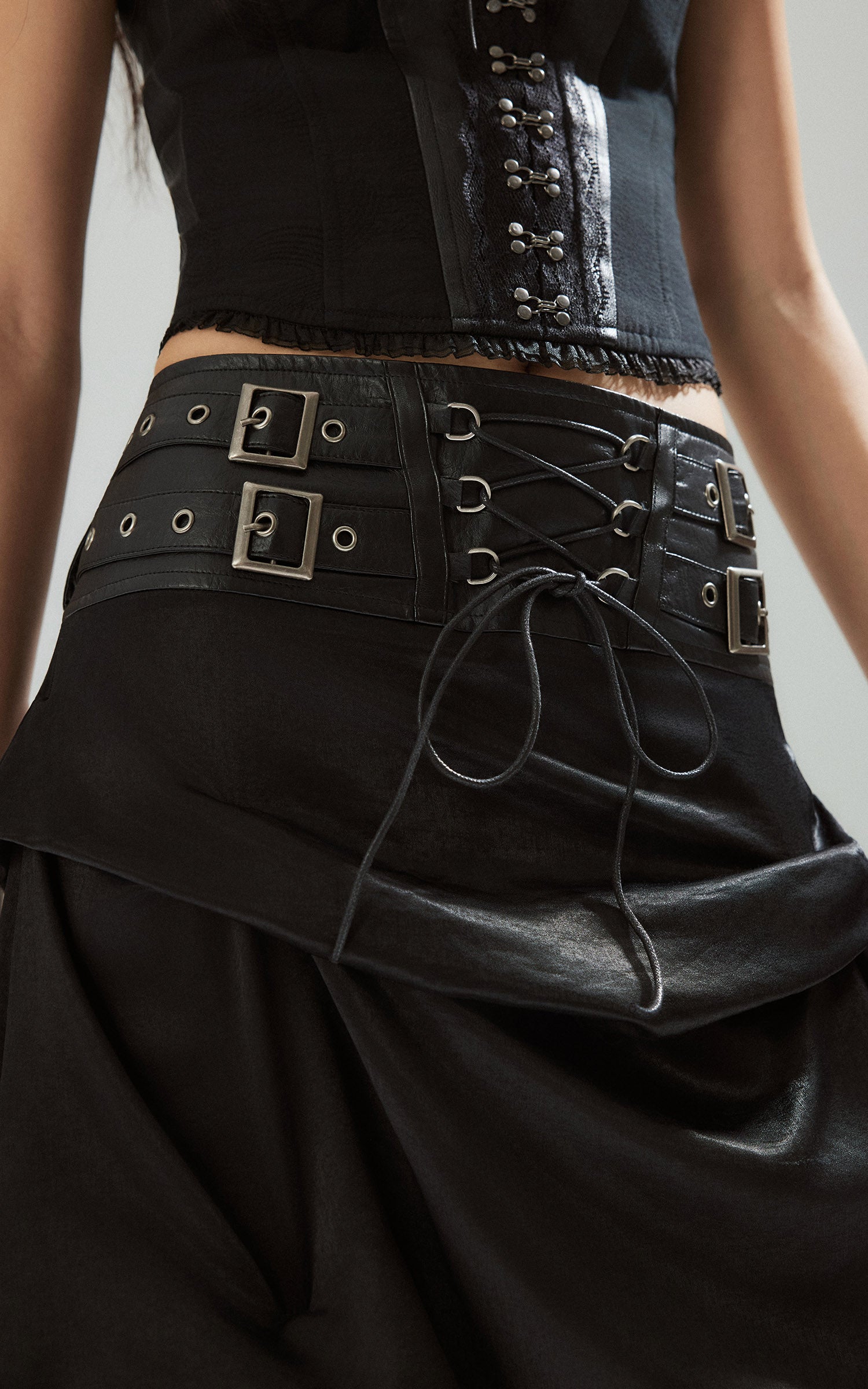 low pixel ゴシックレイヤードドレープコルセットウエストスカート