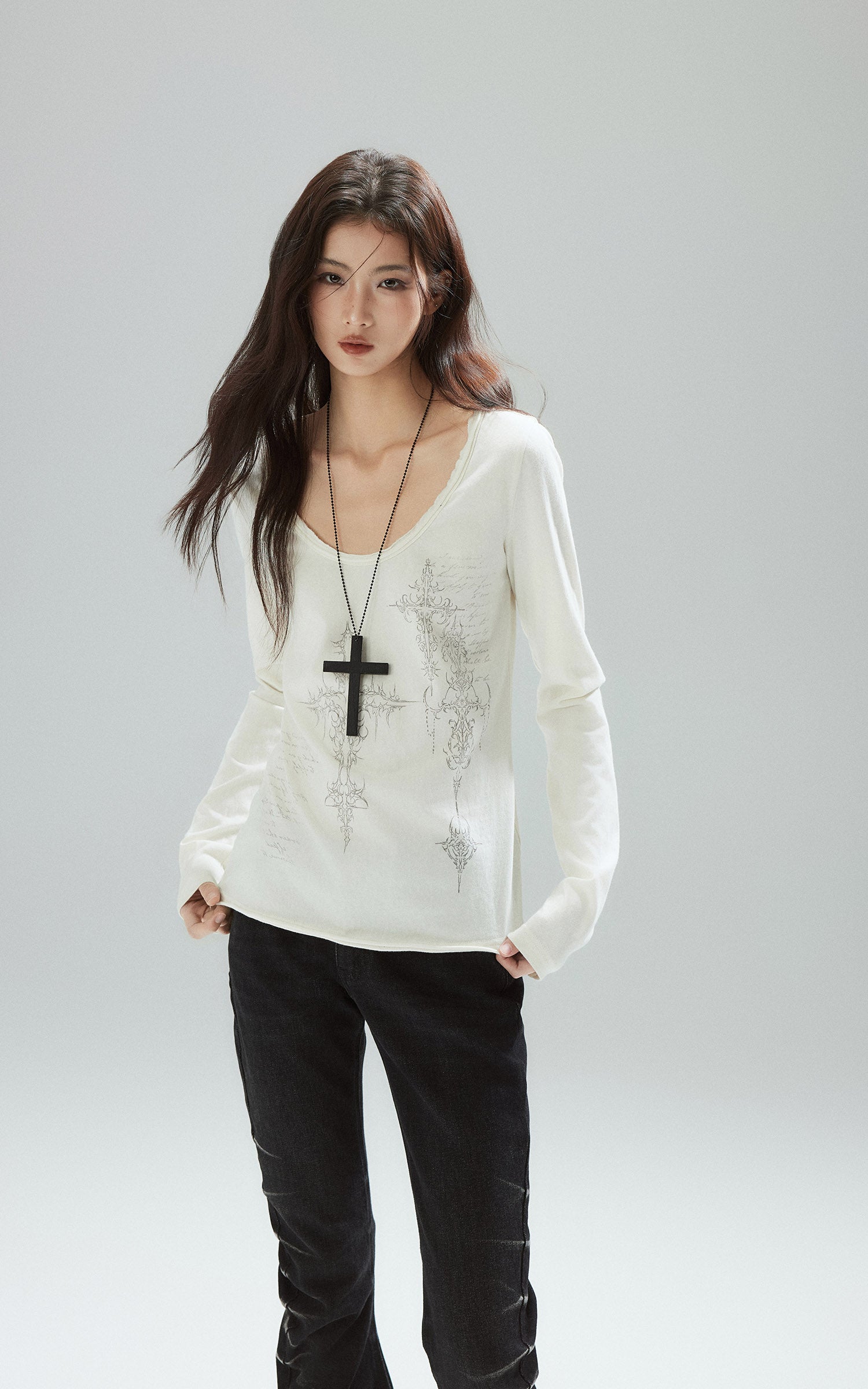 Low pixel ウォッシュドルーシュスリムフレアデニムパンツ