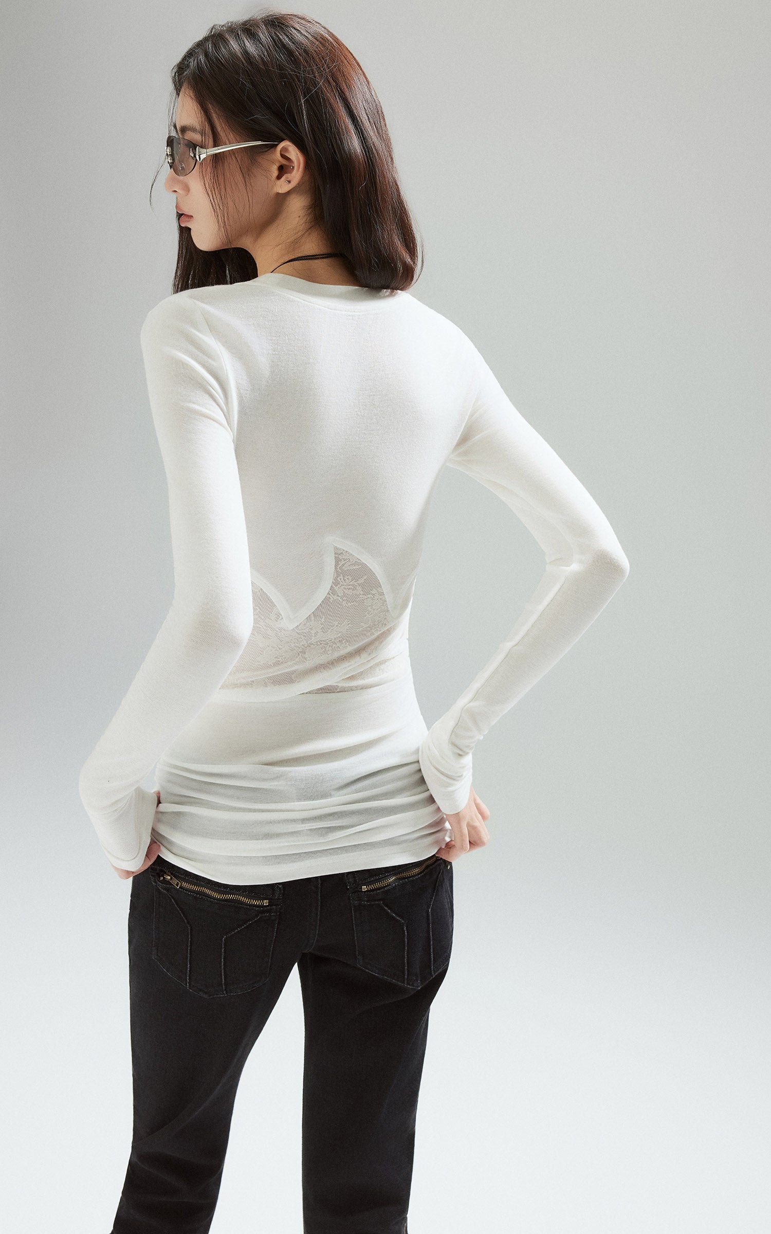 Low pixel ウォッシュドルーシュスリムフレアデニムパンツ