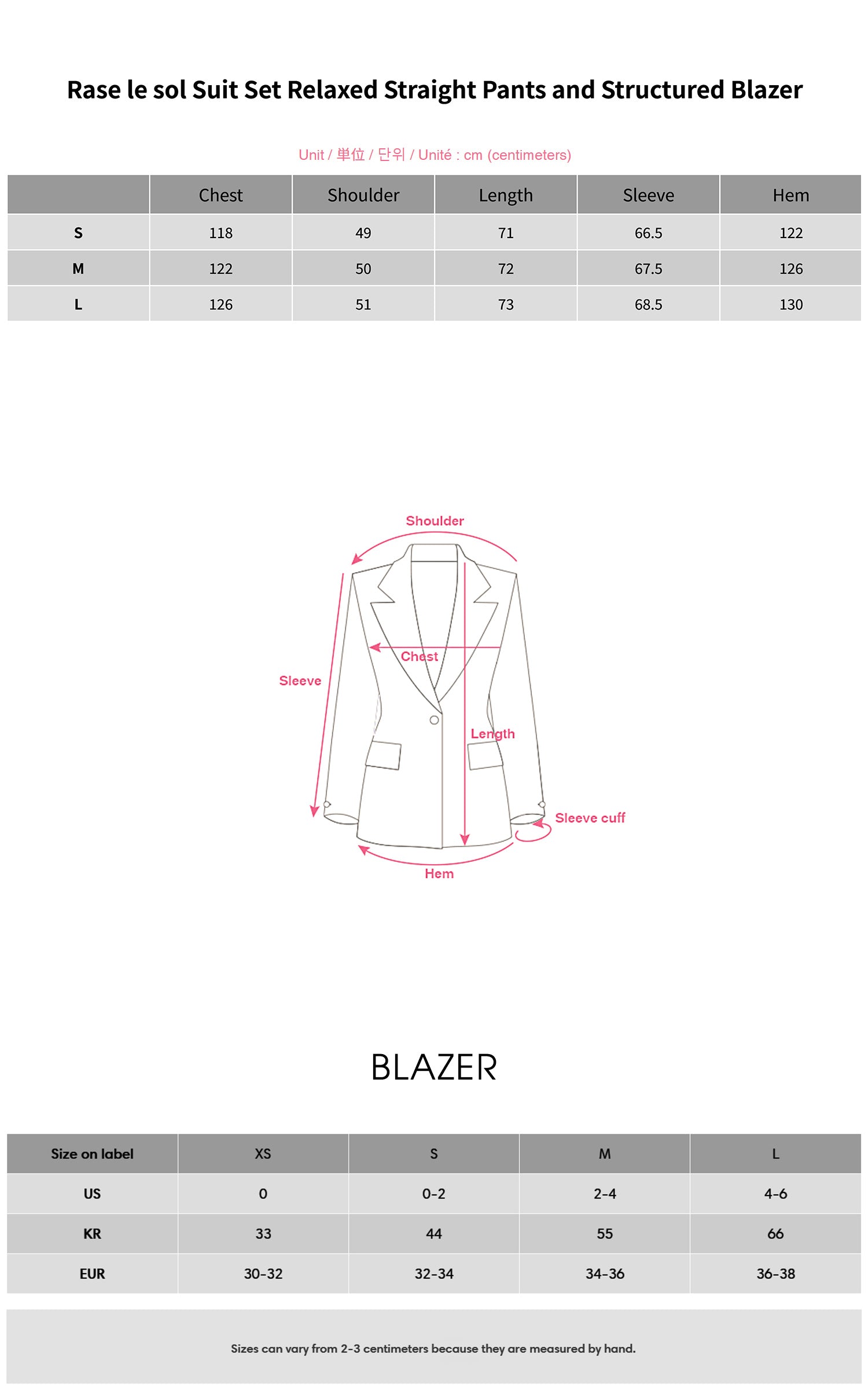 Rase le sol スーツセット リラックスストレートパンツ＆構築的ブレザー