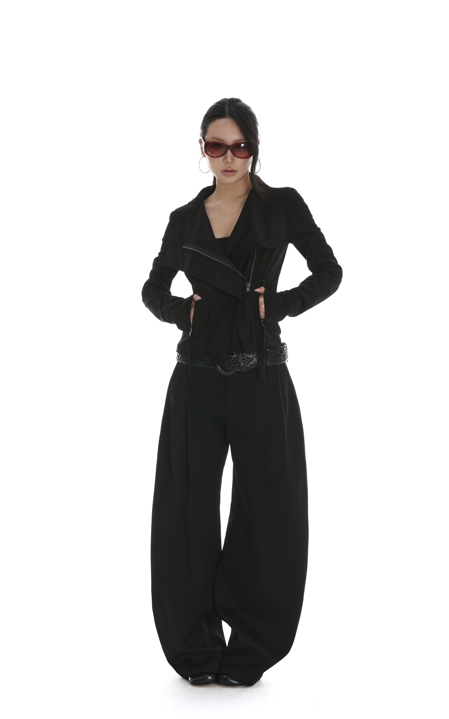 IAMXIAA Cropped Moto Jacket with Asymmetric Zip