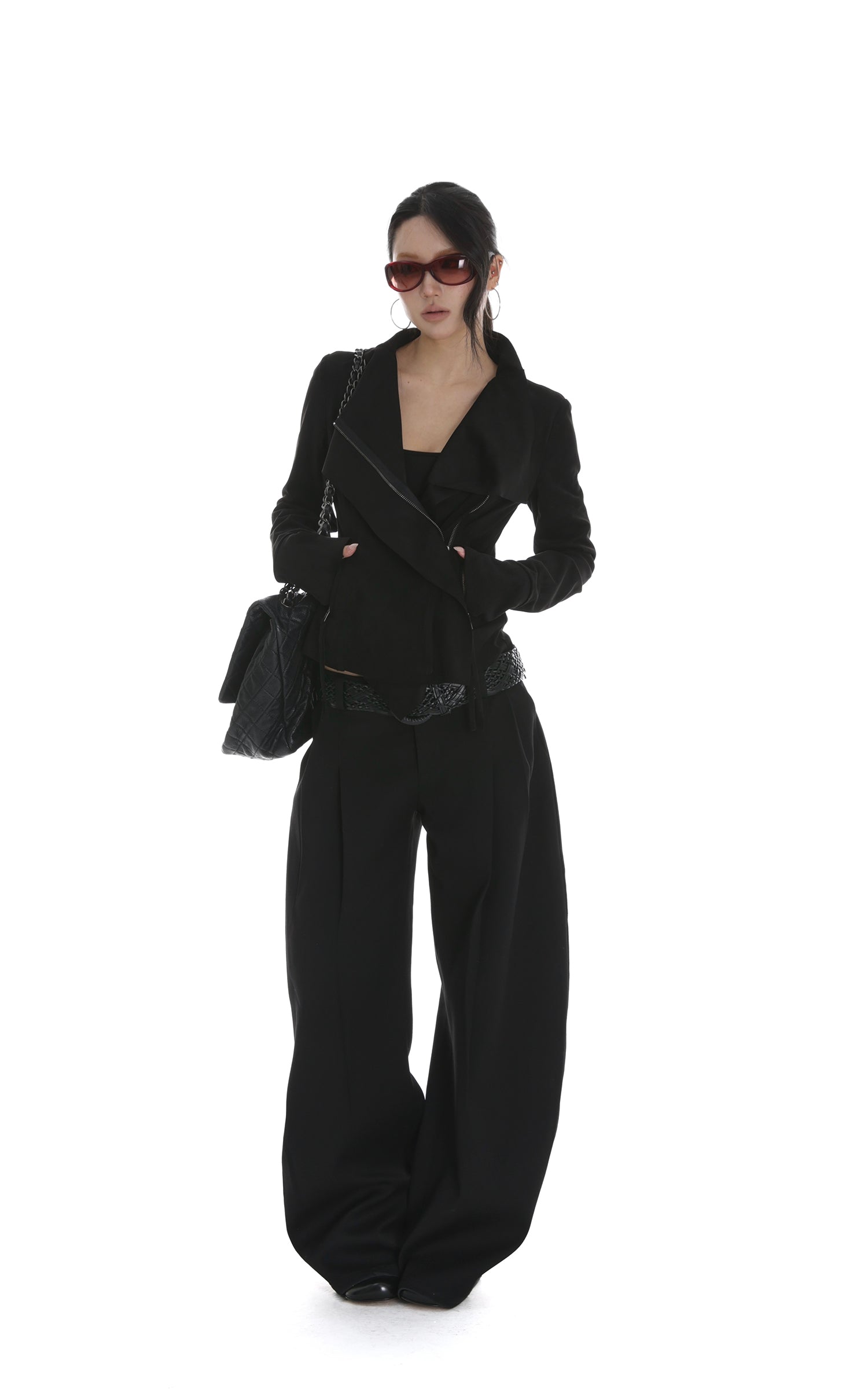 IAMXIAA Cropped Moto Jacket with Asymmetric Zip