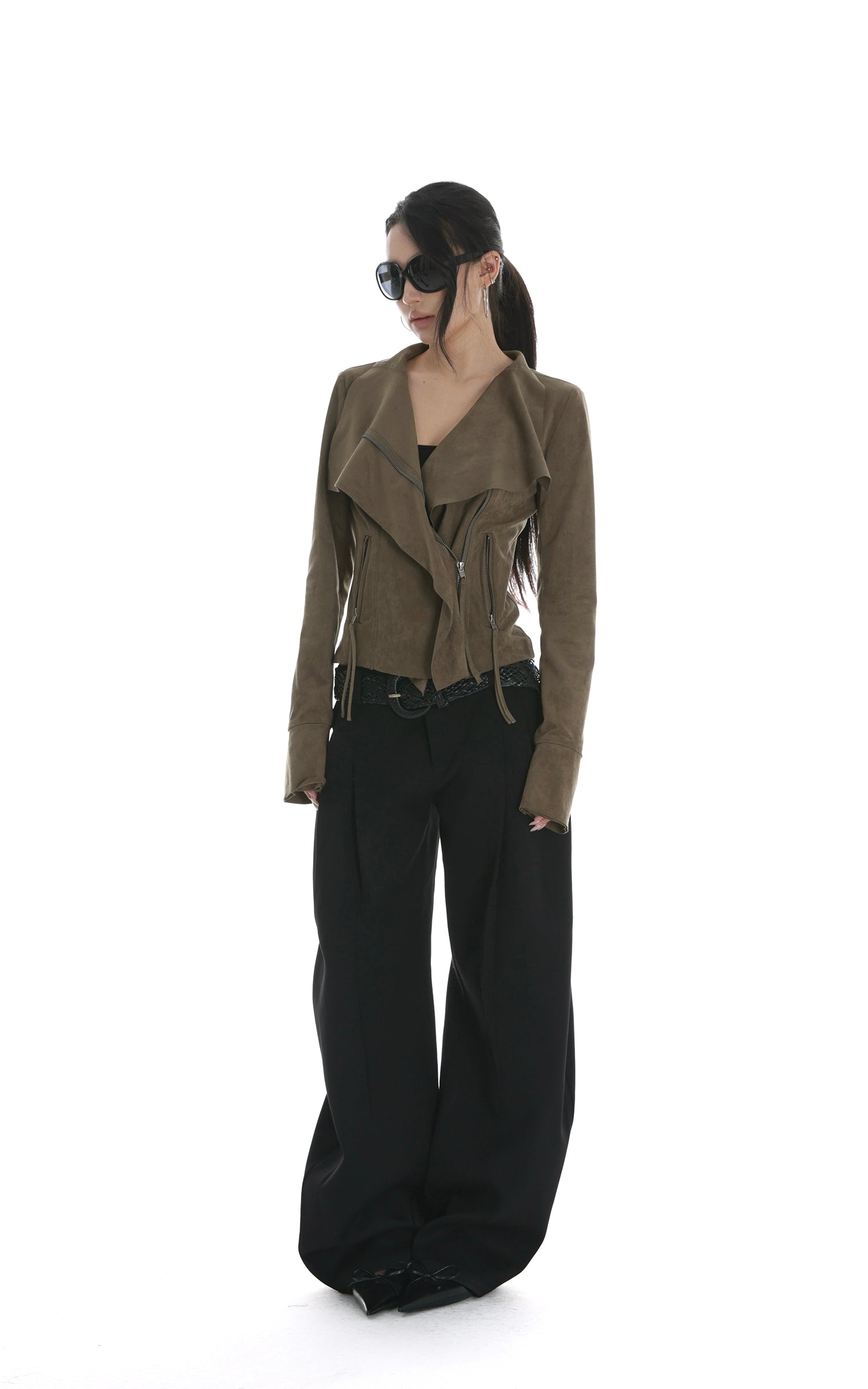 IAMXIAA Cropped Moto Jacket with Asymmetric Zip