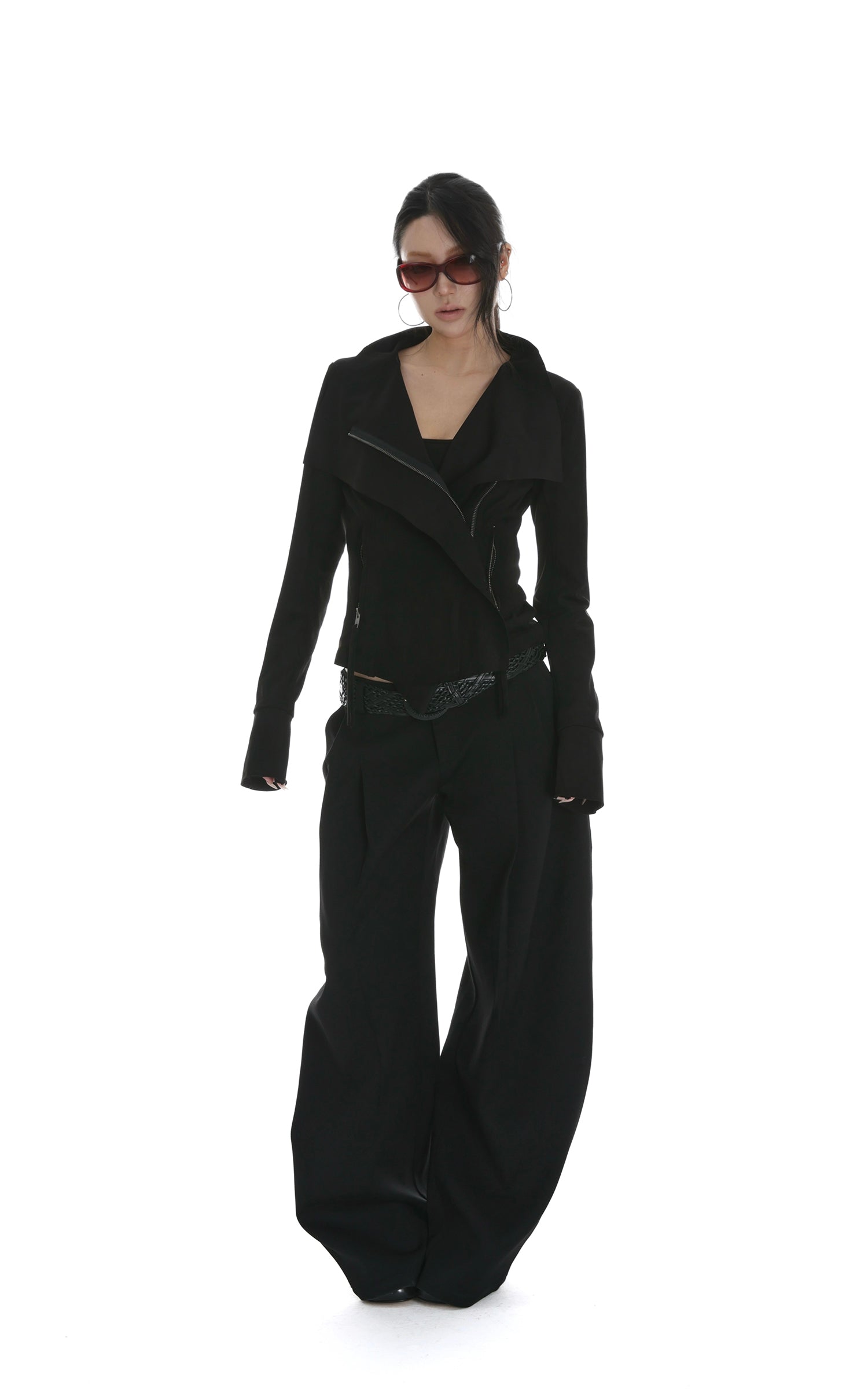 IAMXIAA Cropped Moto Jacket with Asymmetric Zip