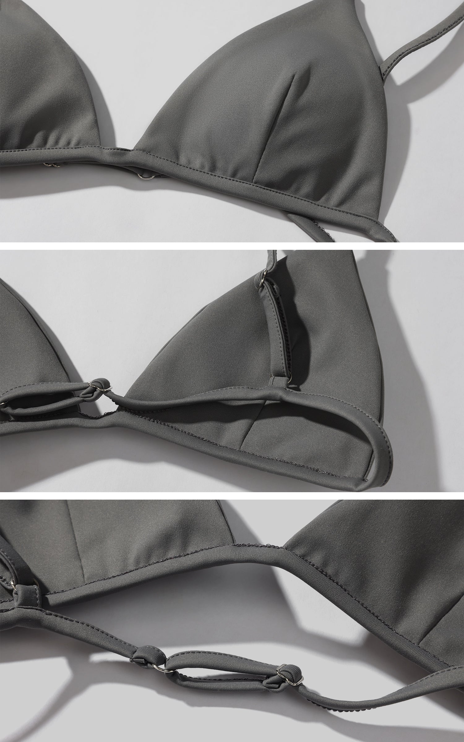 Rase le sol グレー ニット シアー 長袖トップス＆ミニマリストブラ レイヤードセット