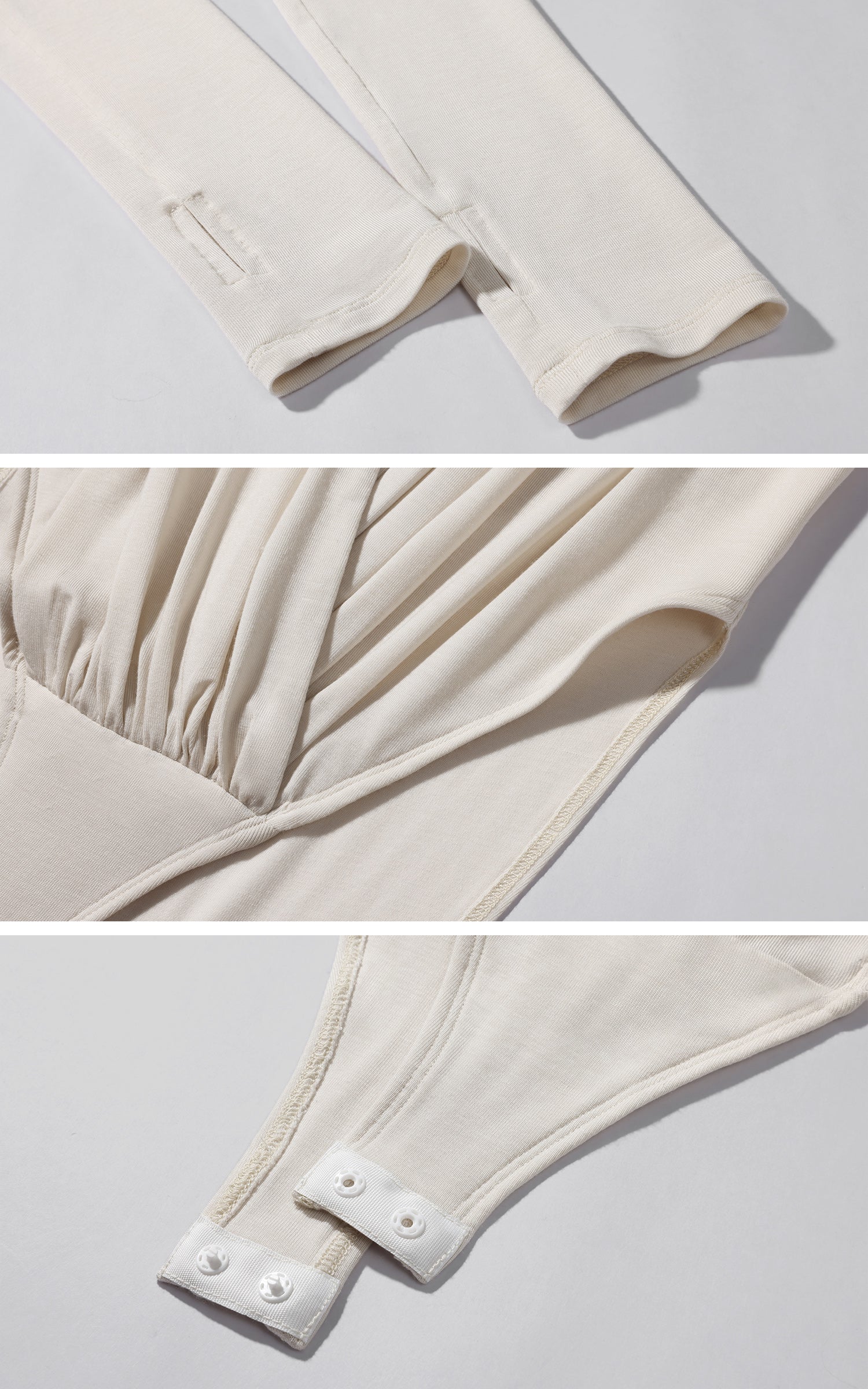 ROVENTE Draped Cross-Neck Deep V Bodysuit