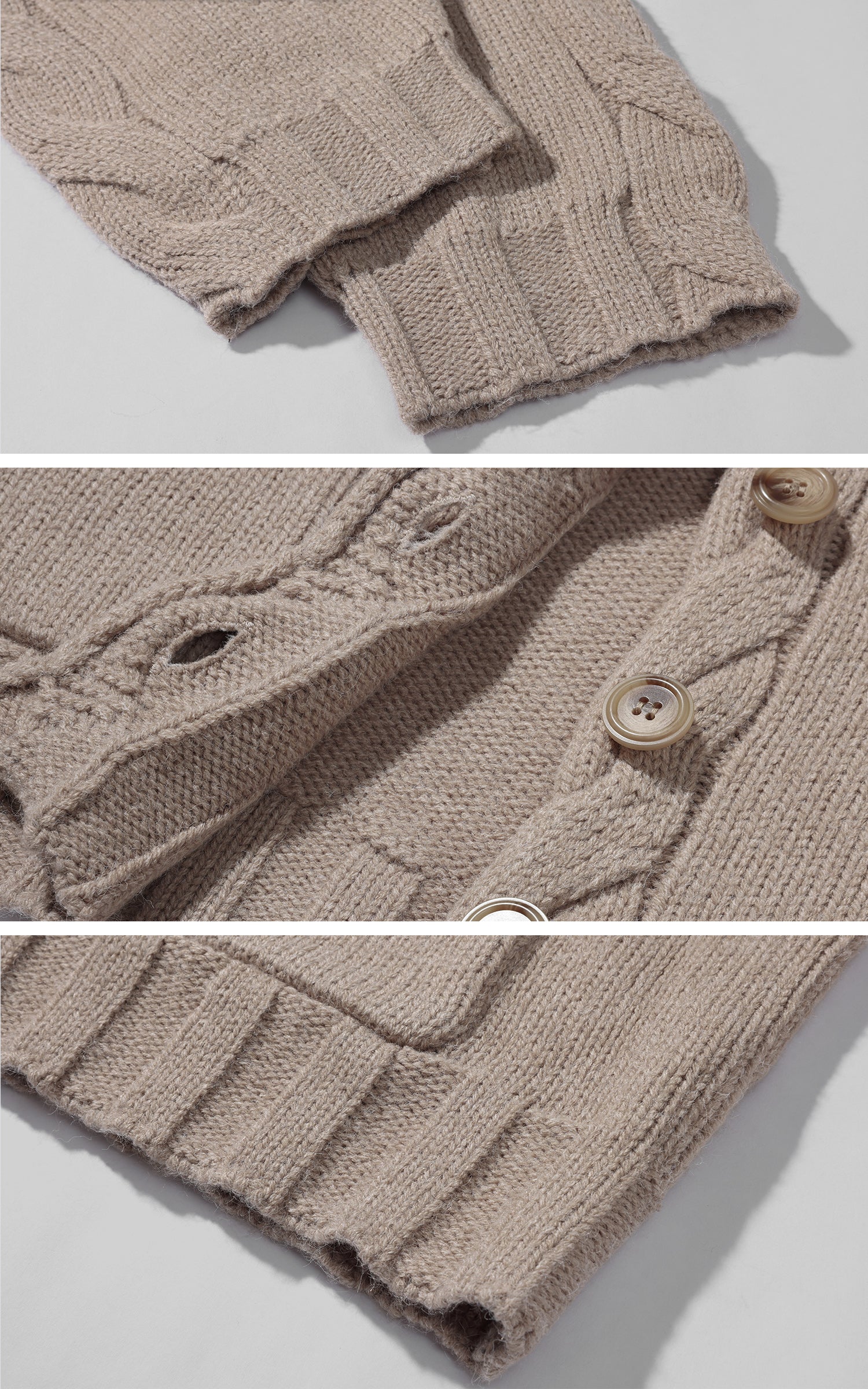 ROVENTE Nordic Jacquard Knit Cardigan Shorts and Scarf Set