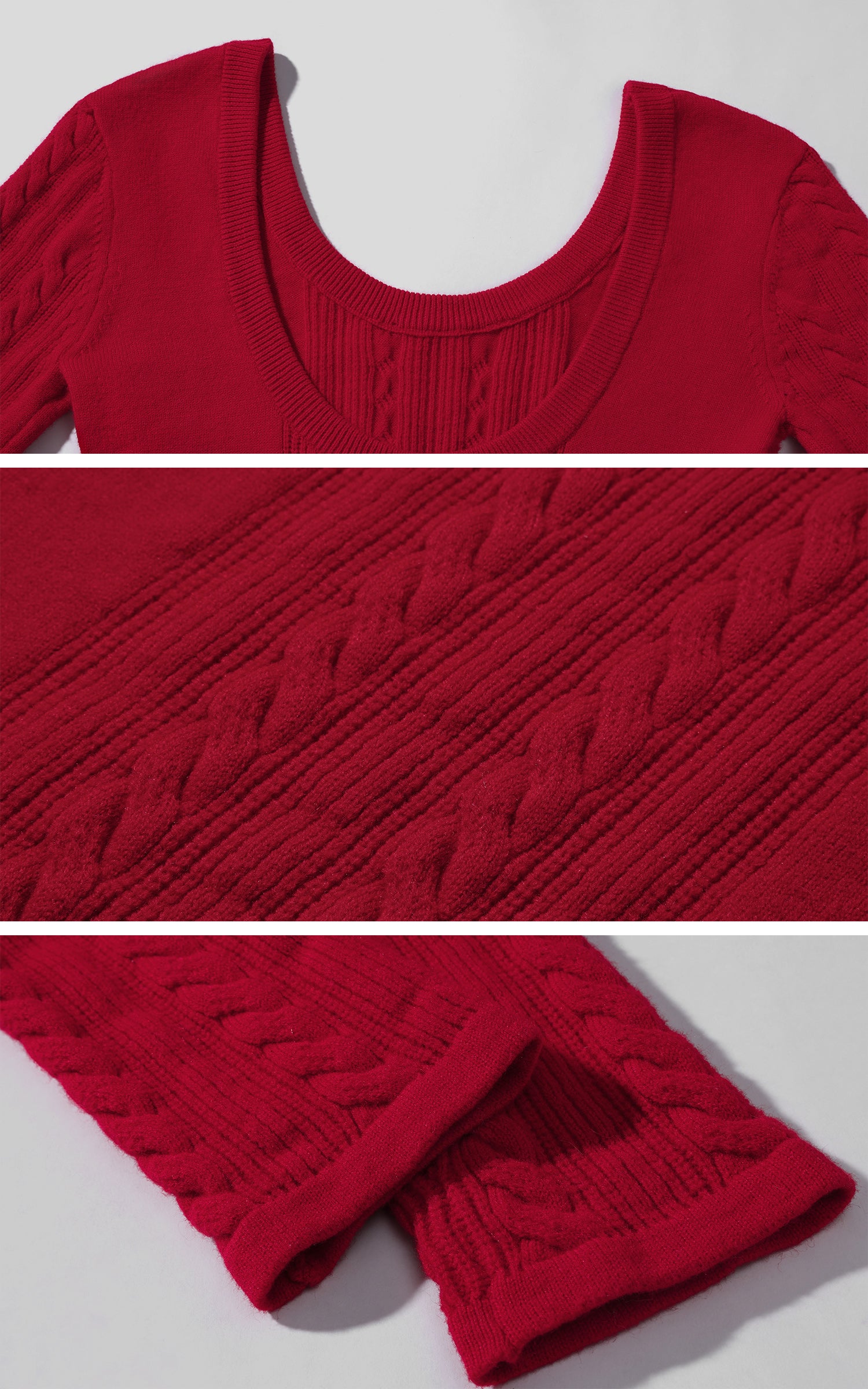 Rase le sol フィットケーブルセーター3点セット（ショートパンツとレイヤードレーストリムキャミ付き）