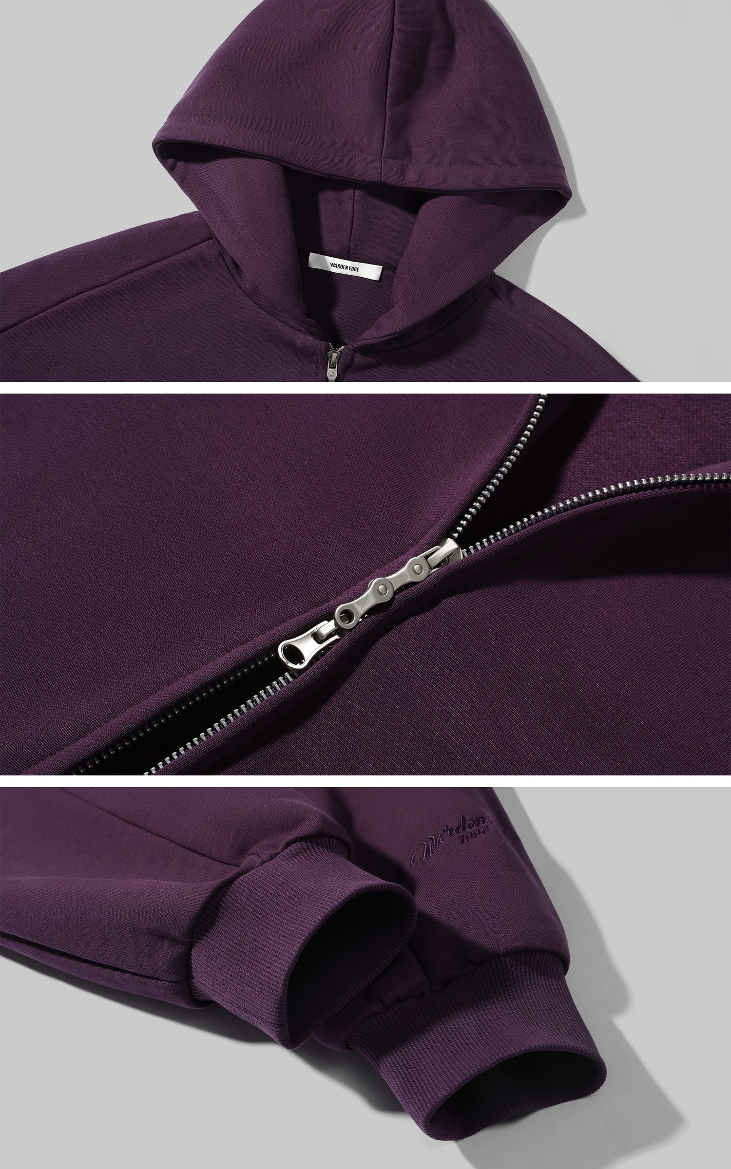 WARDEN EDGE フード付きジップジャケット、ワイドレッグパンツ、フィットしたキャミソールの3点セット