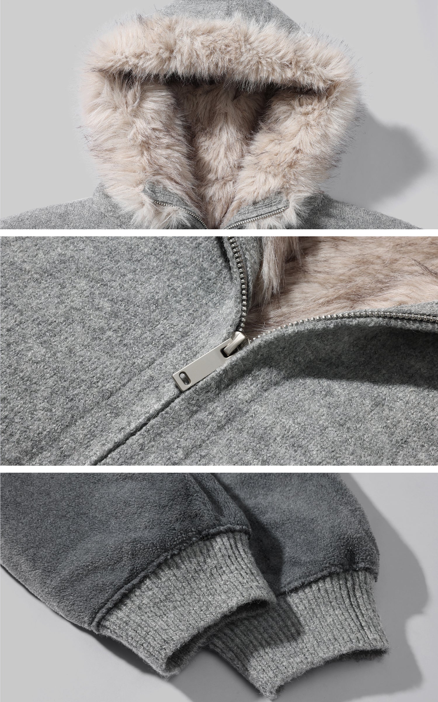 WARDEN EDGE ファーフードジャケット＆ニットフードハットセット（スリムトップ＆ドローストリングショーツ付き）