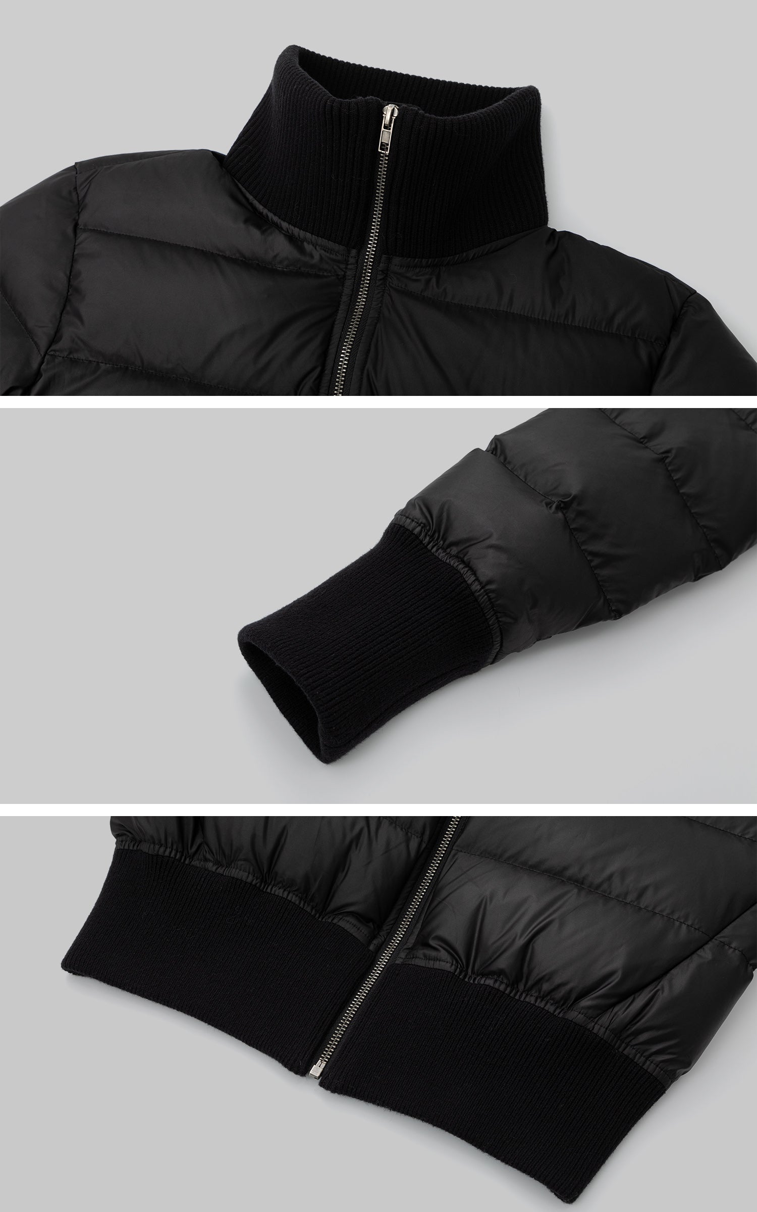 IAMXIAA リブ付きハイネックとカフ付き裾のクロップドパファージャケット