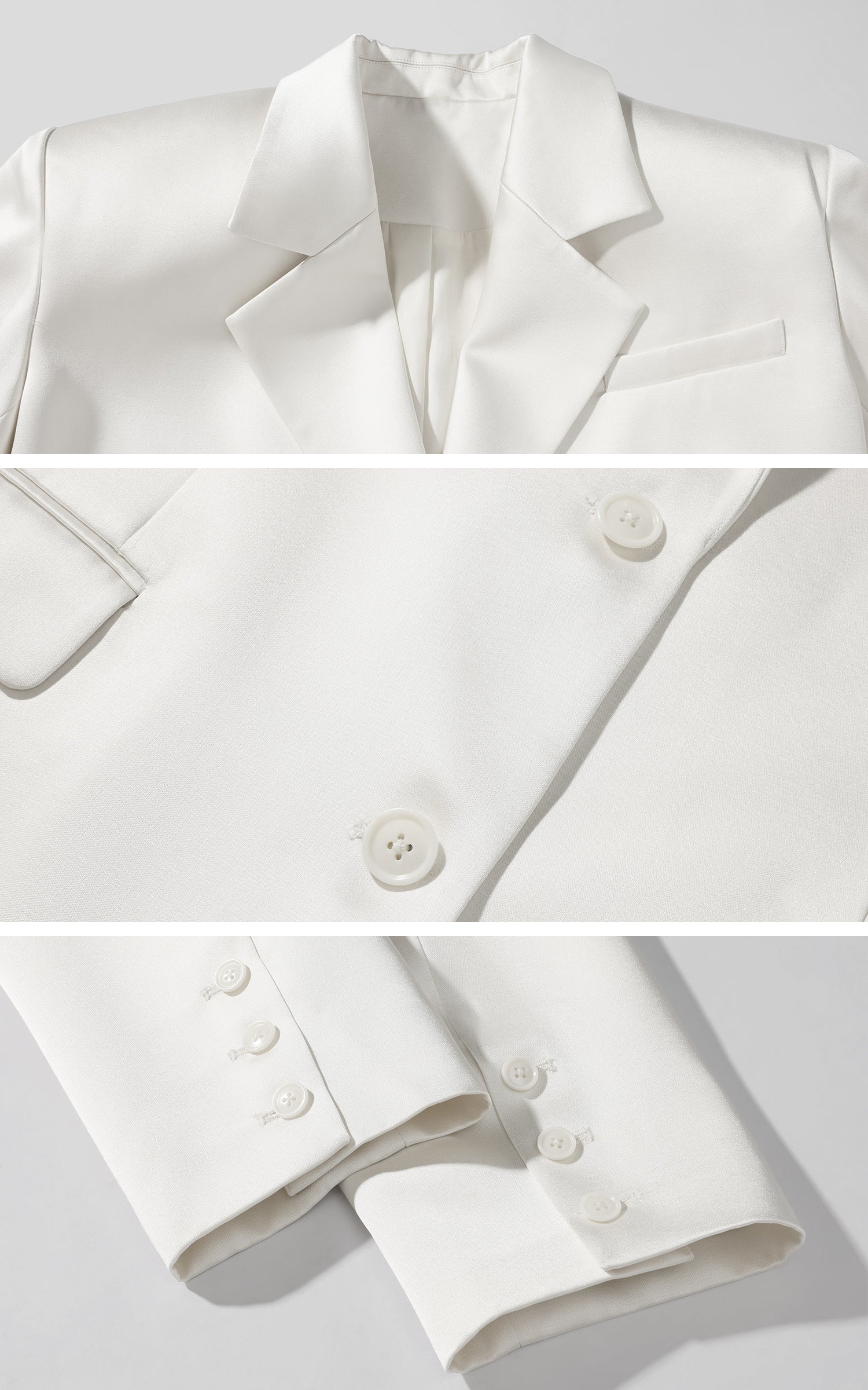 ROVENTE スカーフ付きサテンブレザースーツ 2ボタンモダンジャケットセット