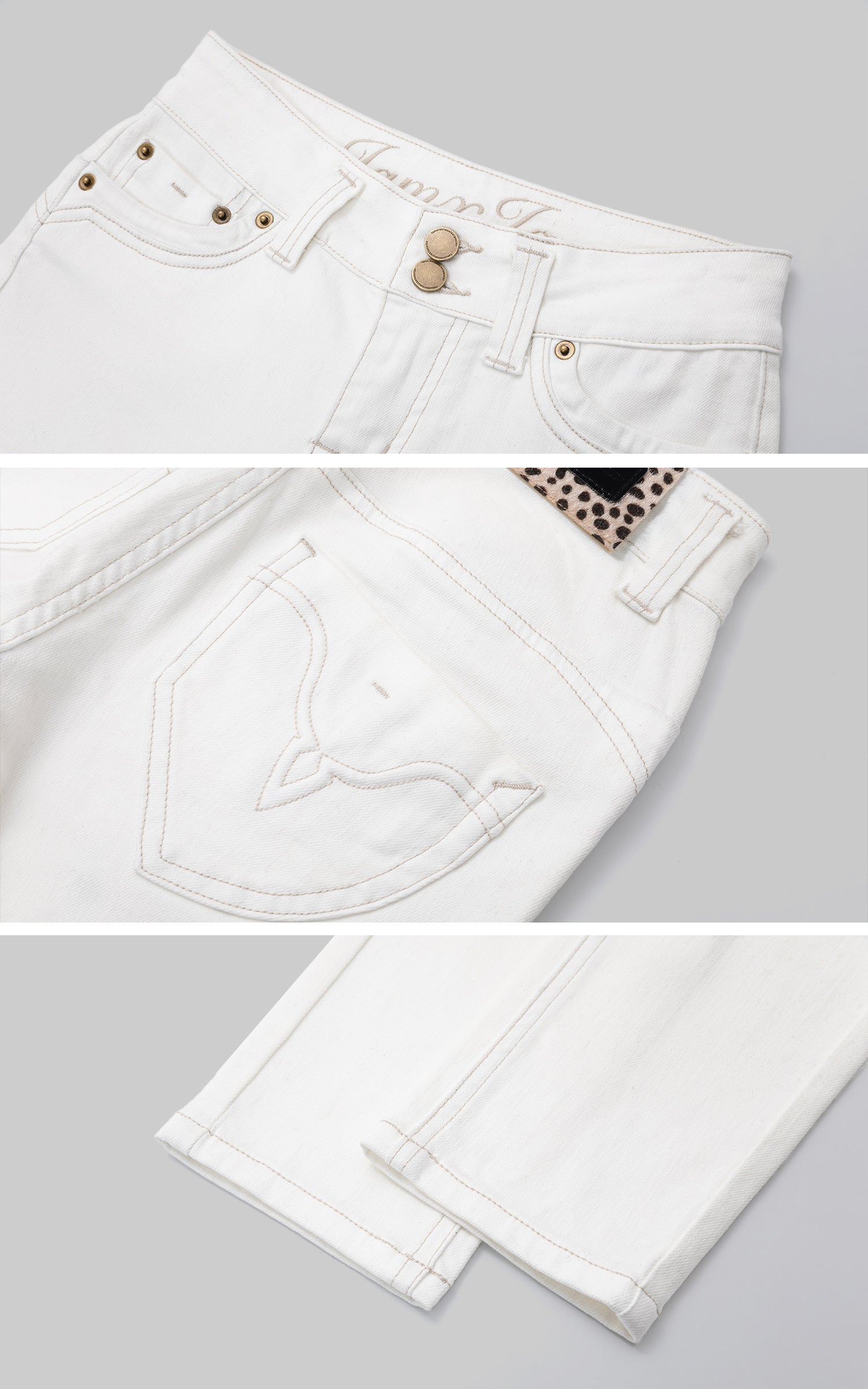 IAMXIAA スキニーローライズホワイトデニムジーンズ