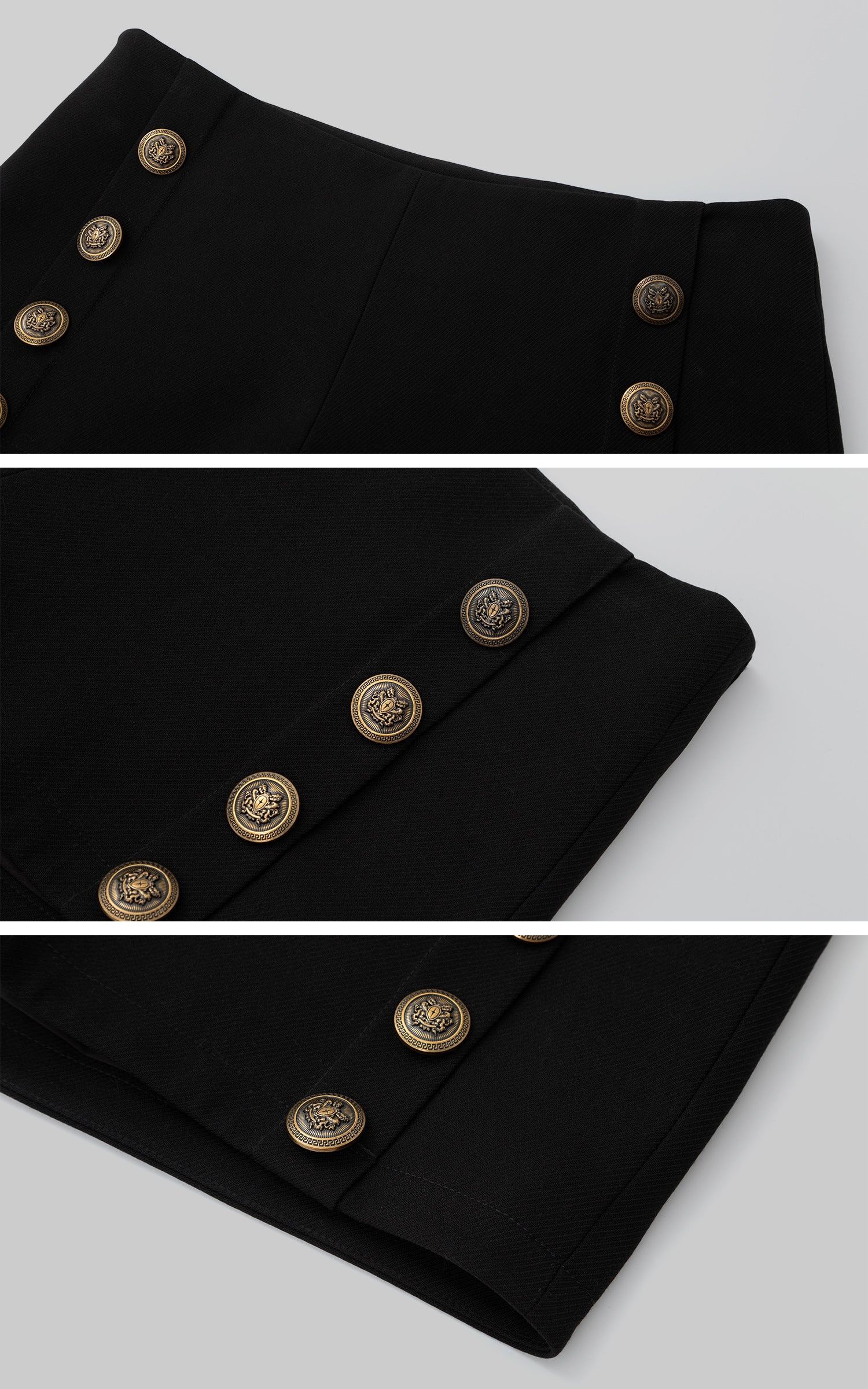 IAMXIAA ブラックのハイウエストボタンディテールミニショーツ