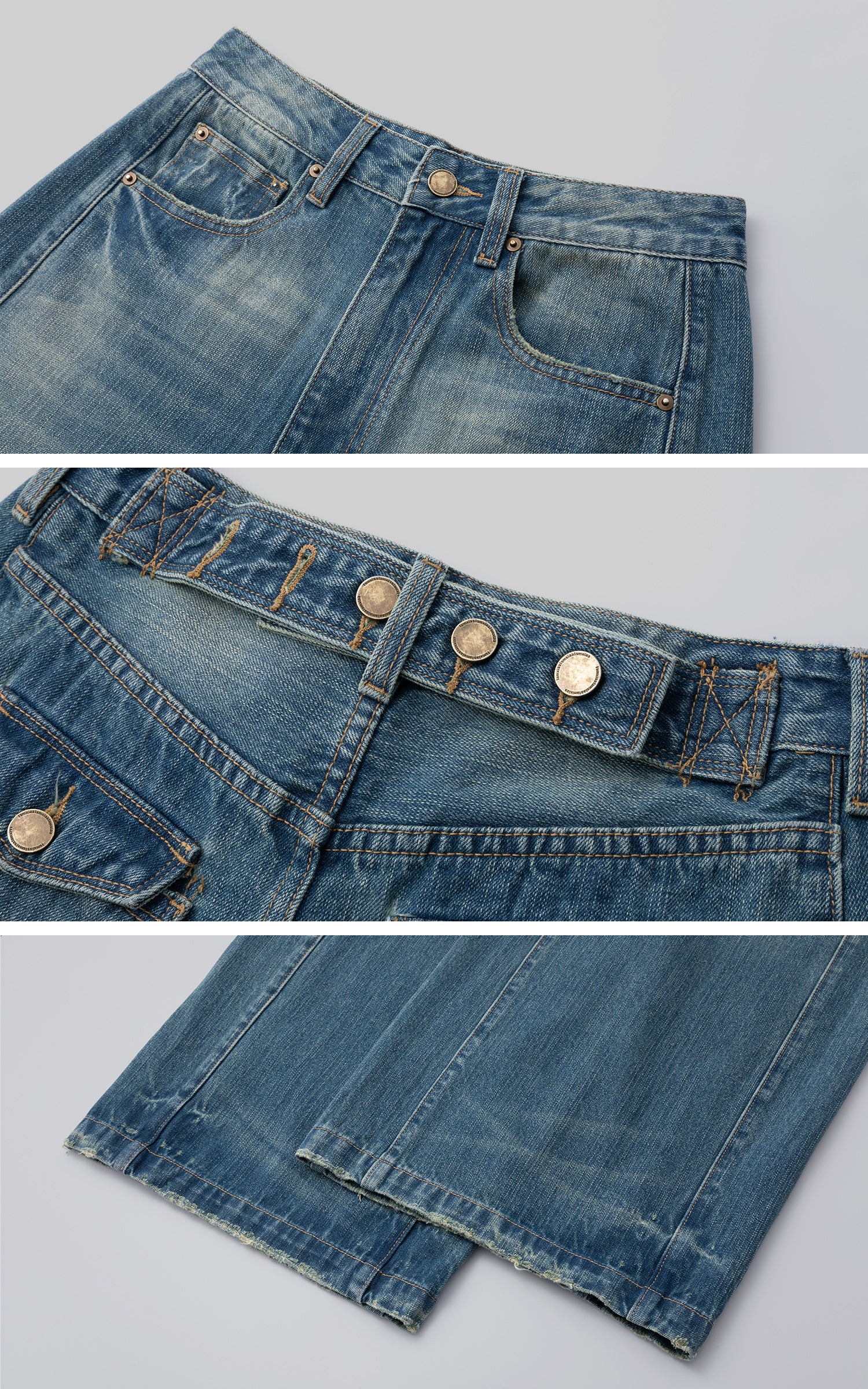 IAMXIAA ヴィンテージ ワイドレッグ デニム ジーンズ