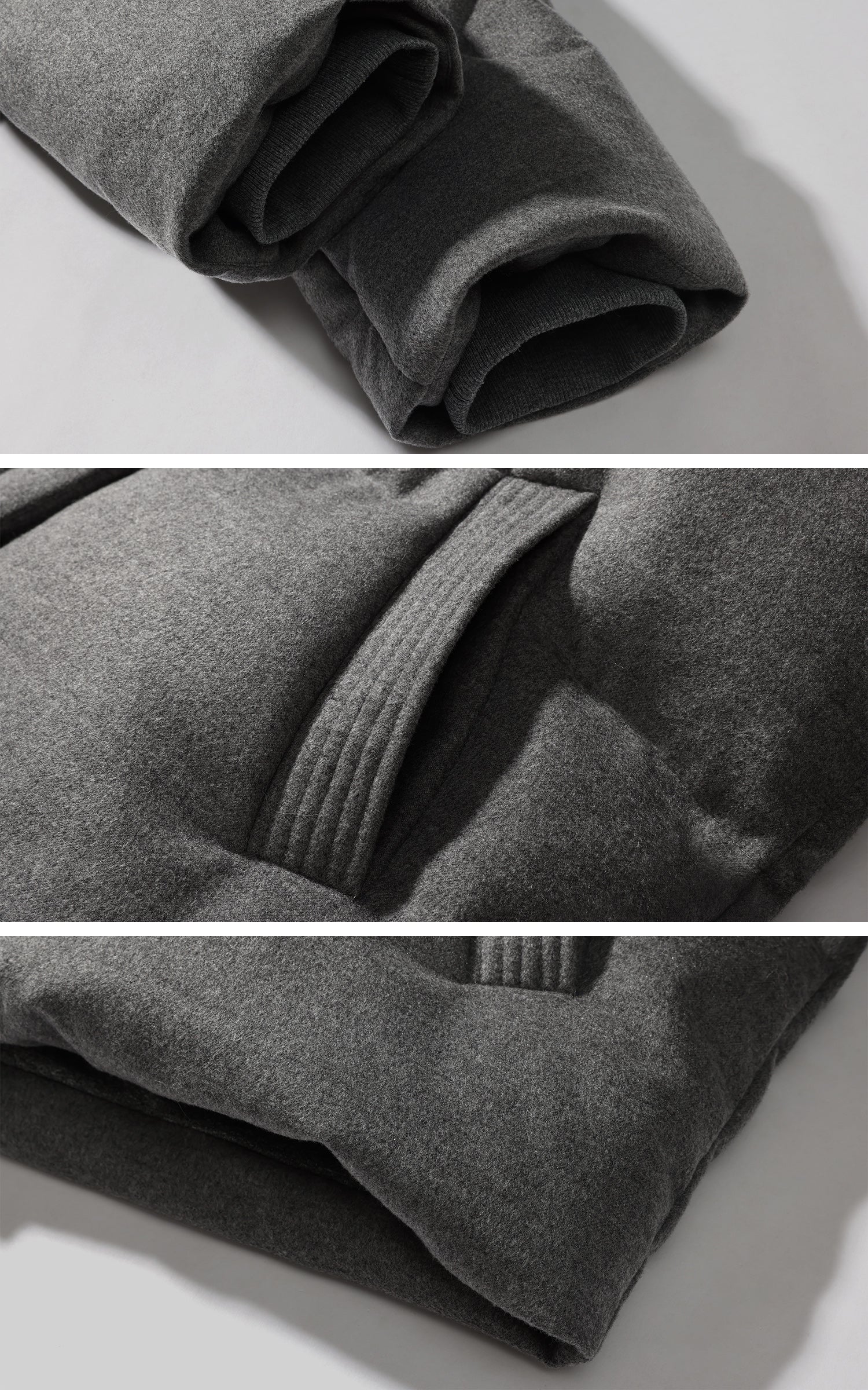 WARDEN EDGE ニットフード付きウール風ダウンジャケット