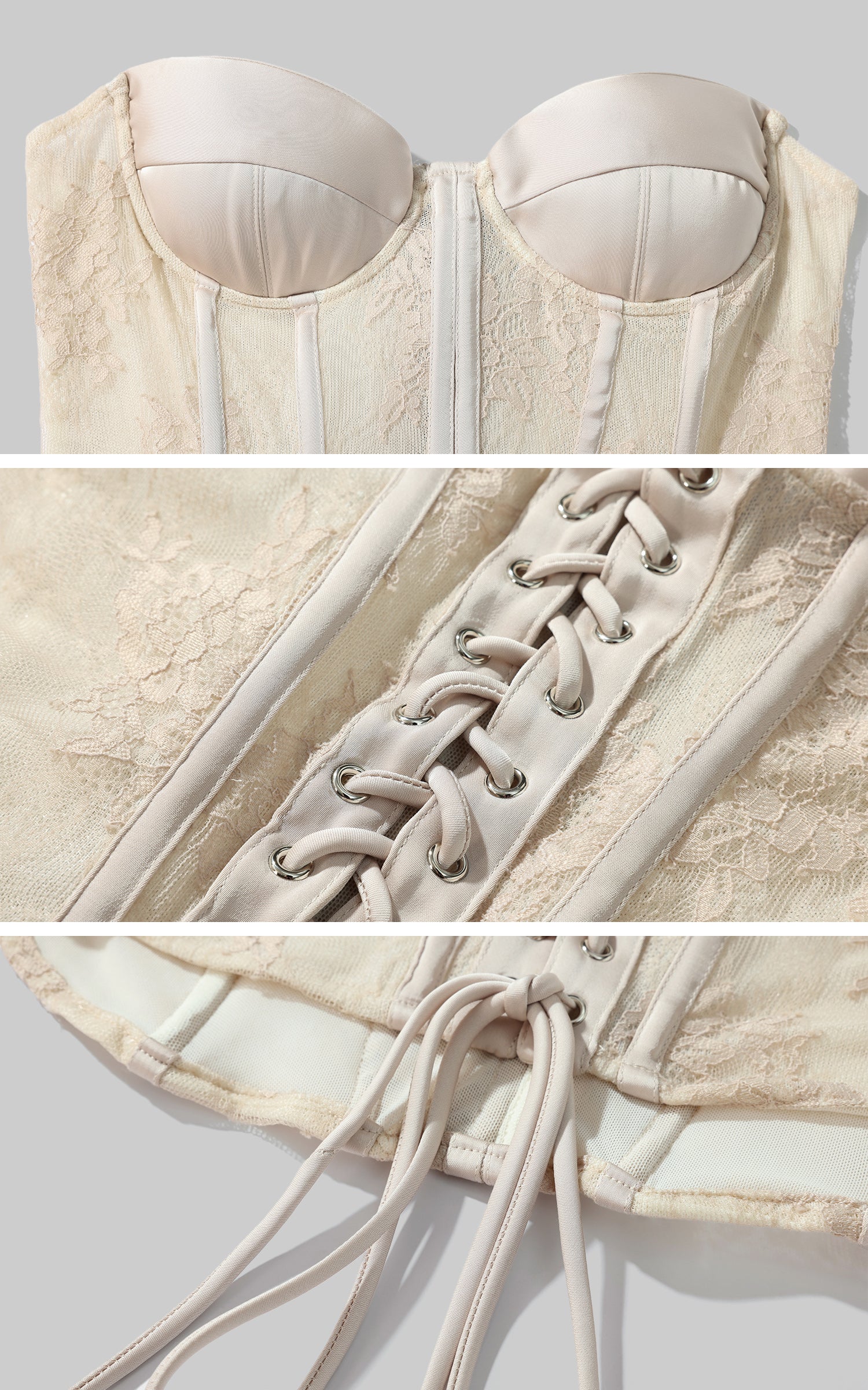 ROVENTE Lace Corset Bustier Top - PINKPARKS