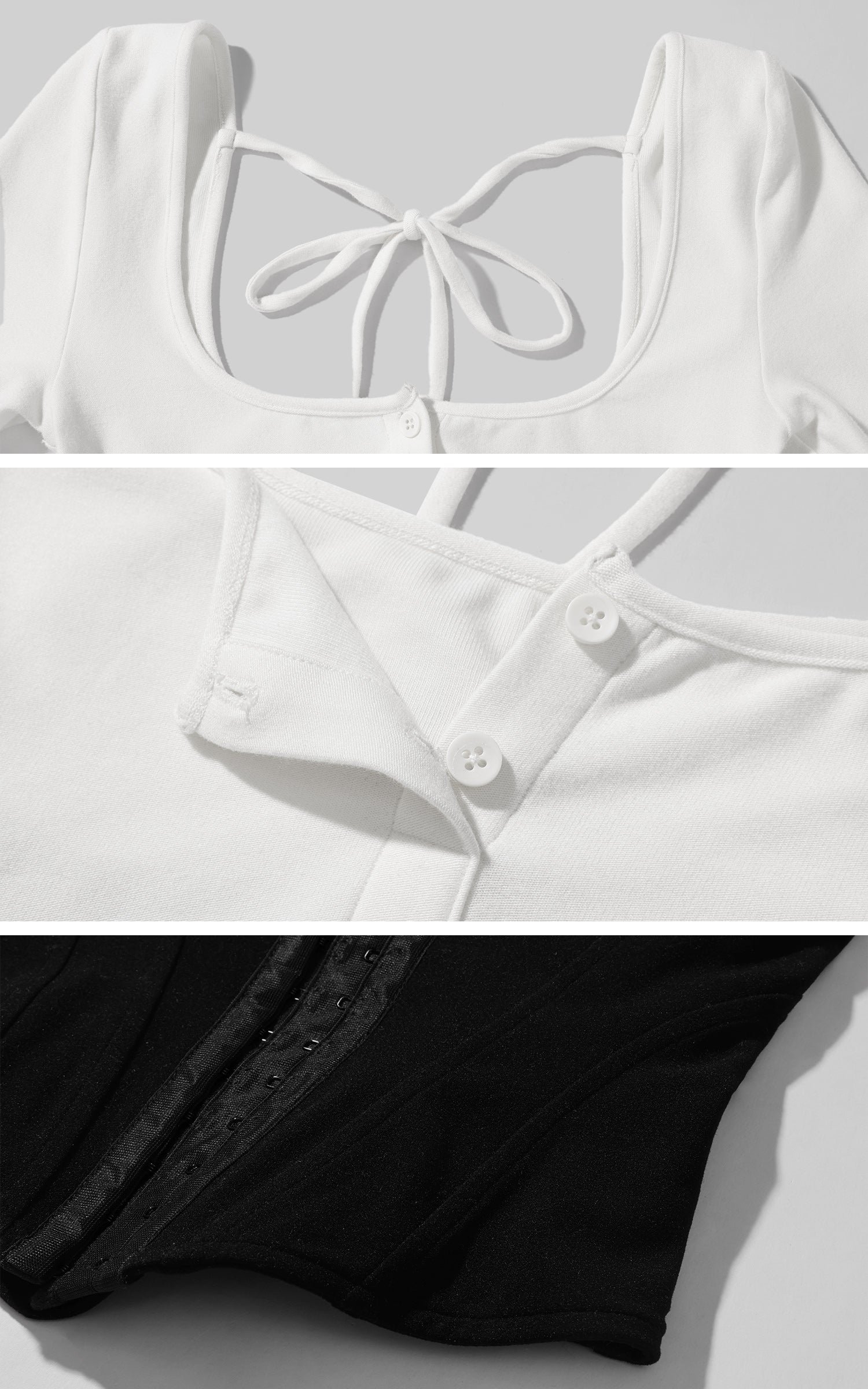 Rase le sol レイヤード効果コルセット長袖トップス