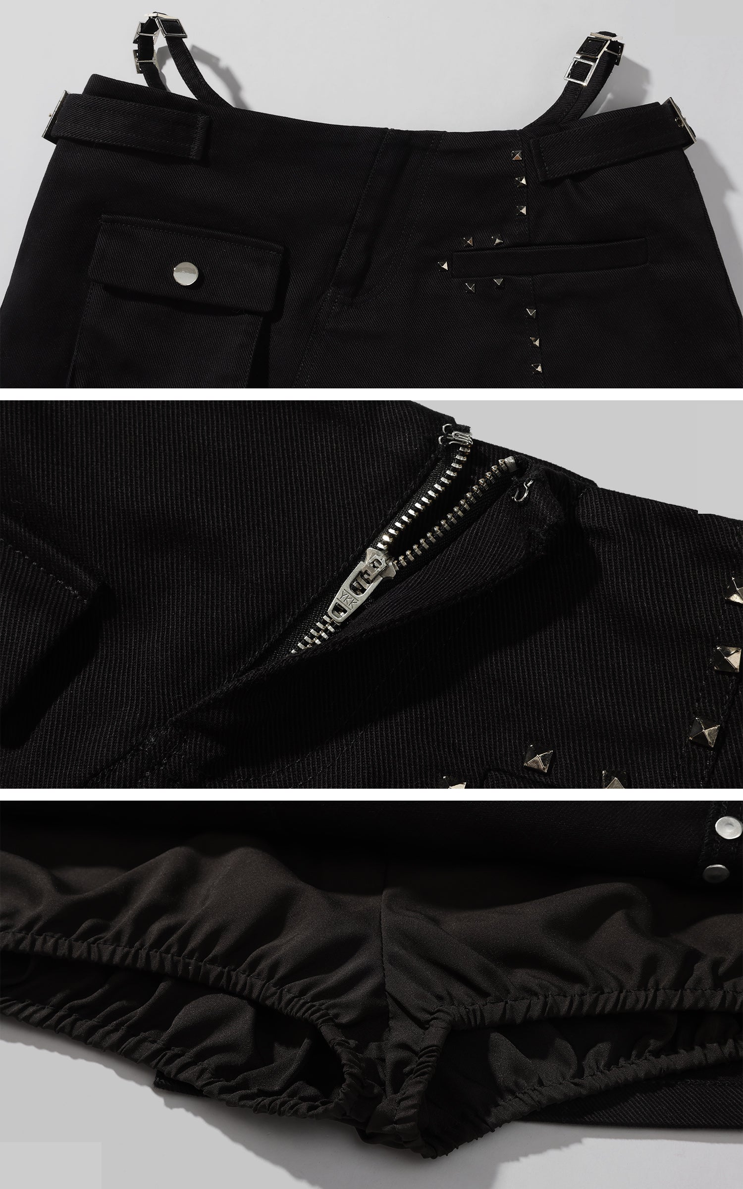 Rase le sol スタッズ付きアシンメトリーミニスカート