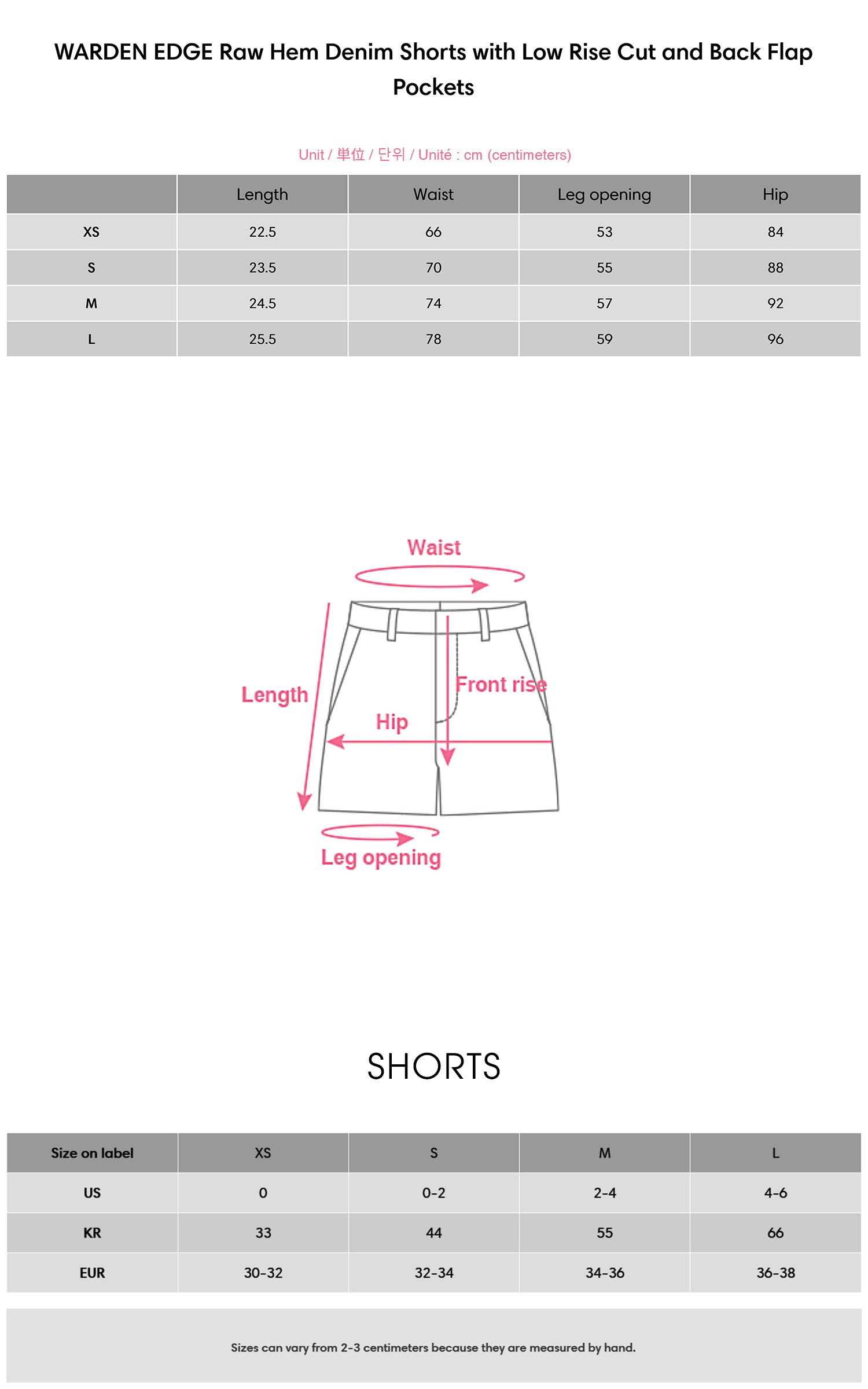 WARDEN EDGE ローライズカット＆バックフラップポケット付きのローヘムデニムショートパンツ