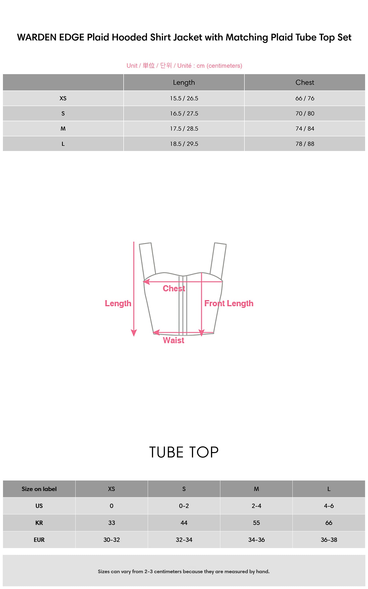 WARDEN EDGE チェック柄フード付きシャツジャケット＆お揃いチェック柄チューブトップセット