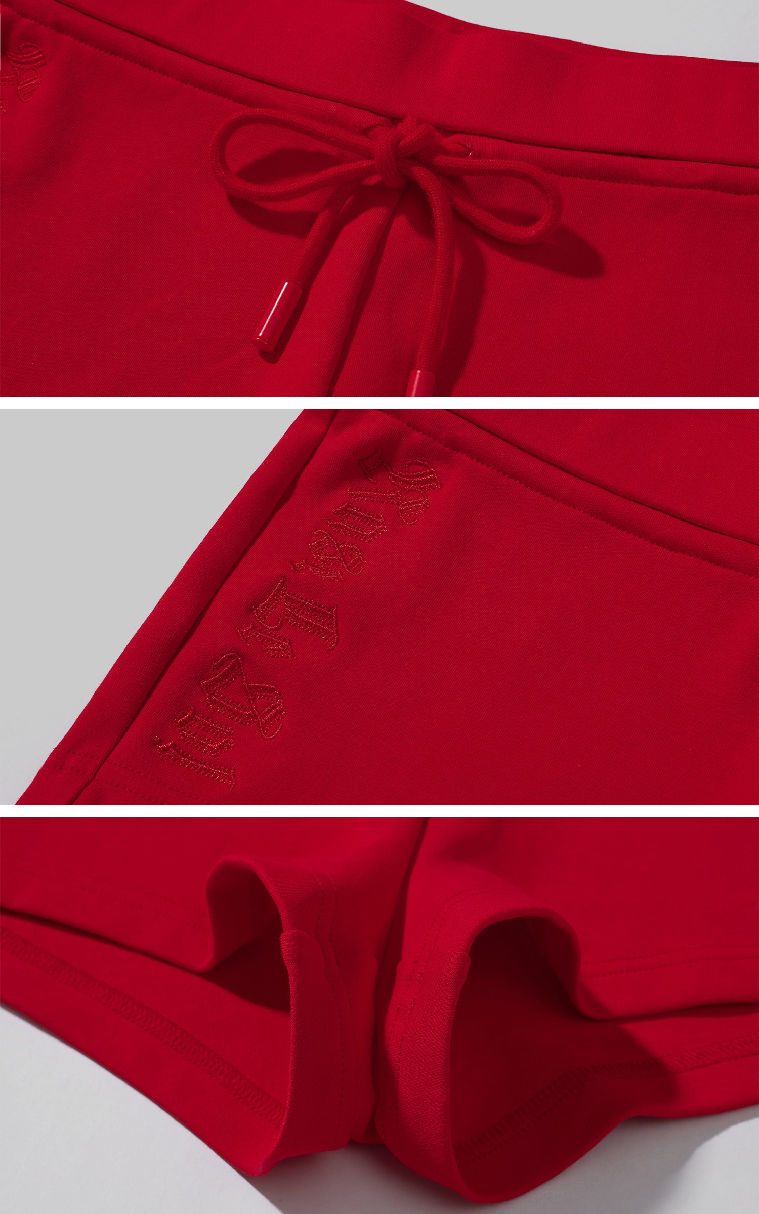 Rase le sol レッド刺繍ジップパーカー &amp; ショーツセット