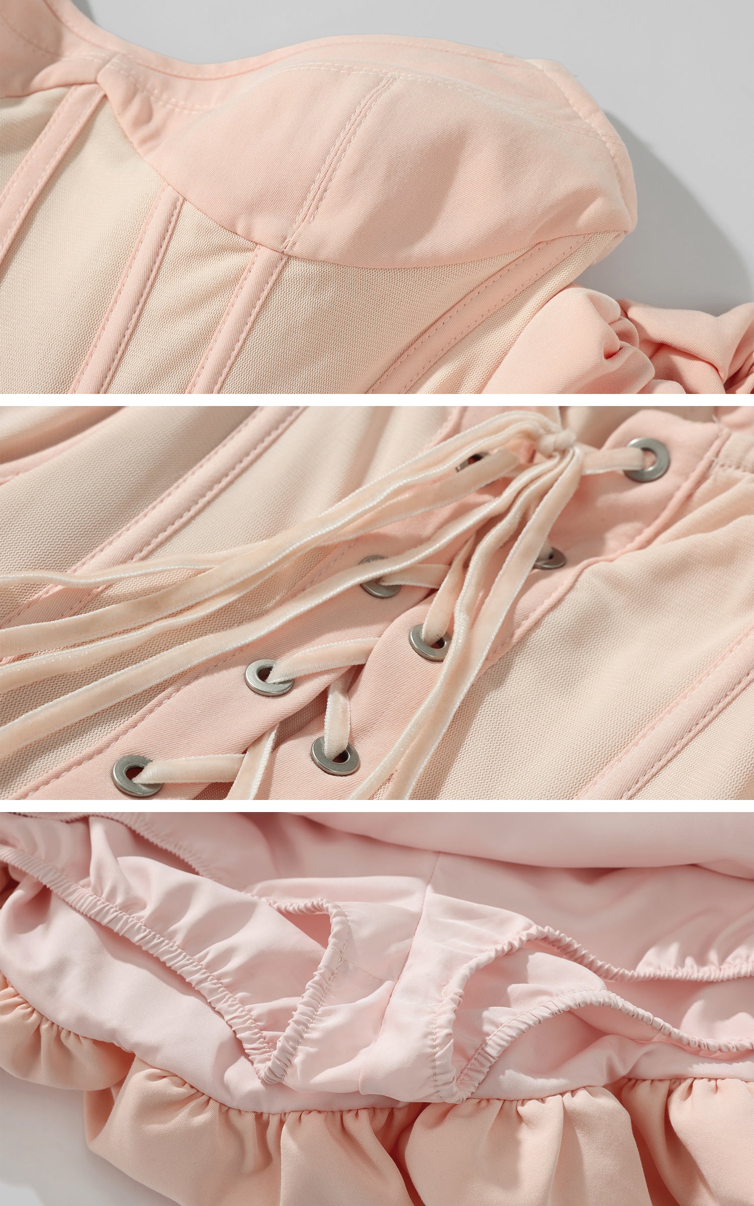 Rase le sol Puff Sleeve Corset Mini Dress - PINKPARKS