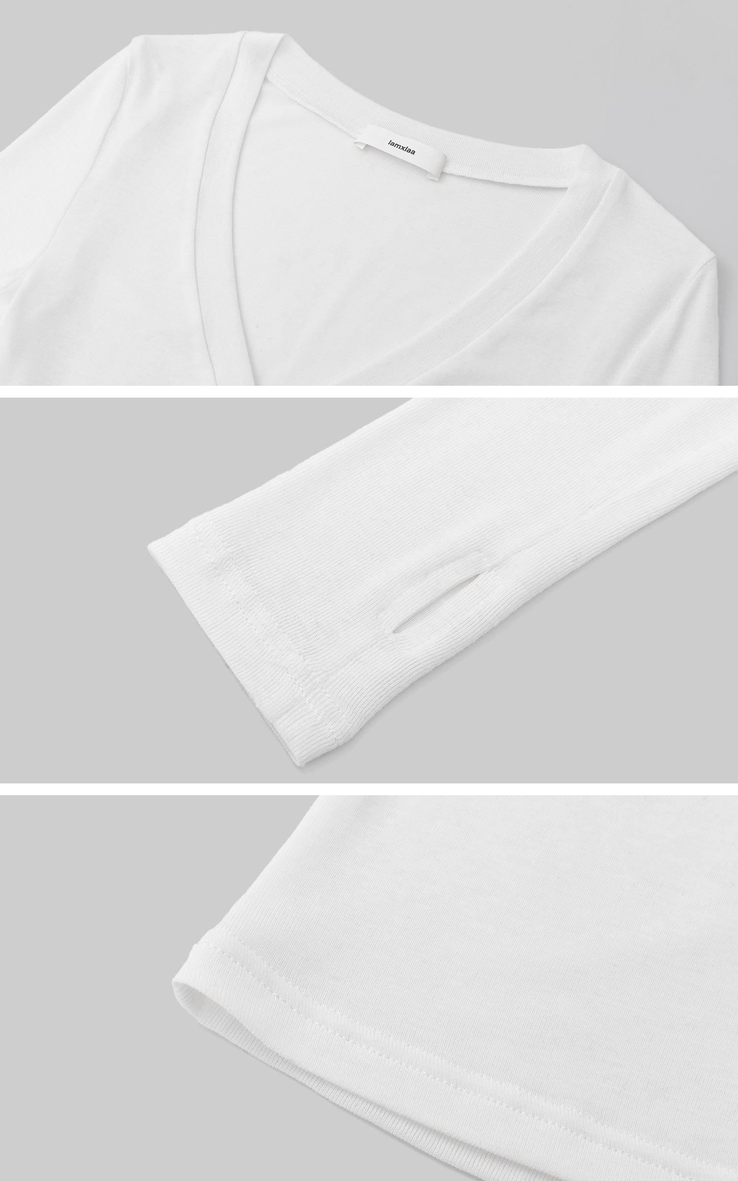 IAMXIAA Deep V Long Sleeve Slim Top