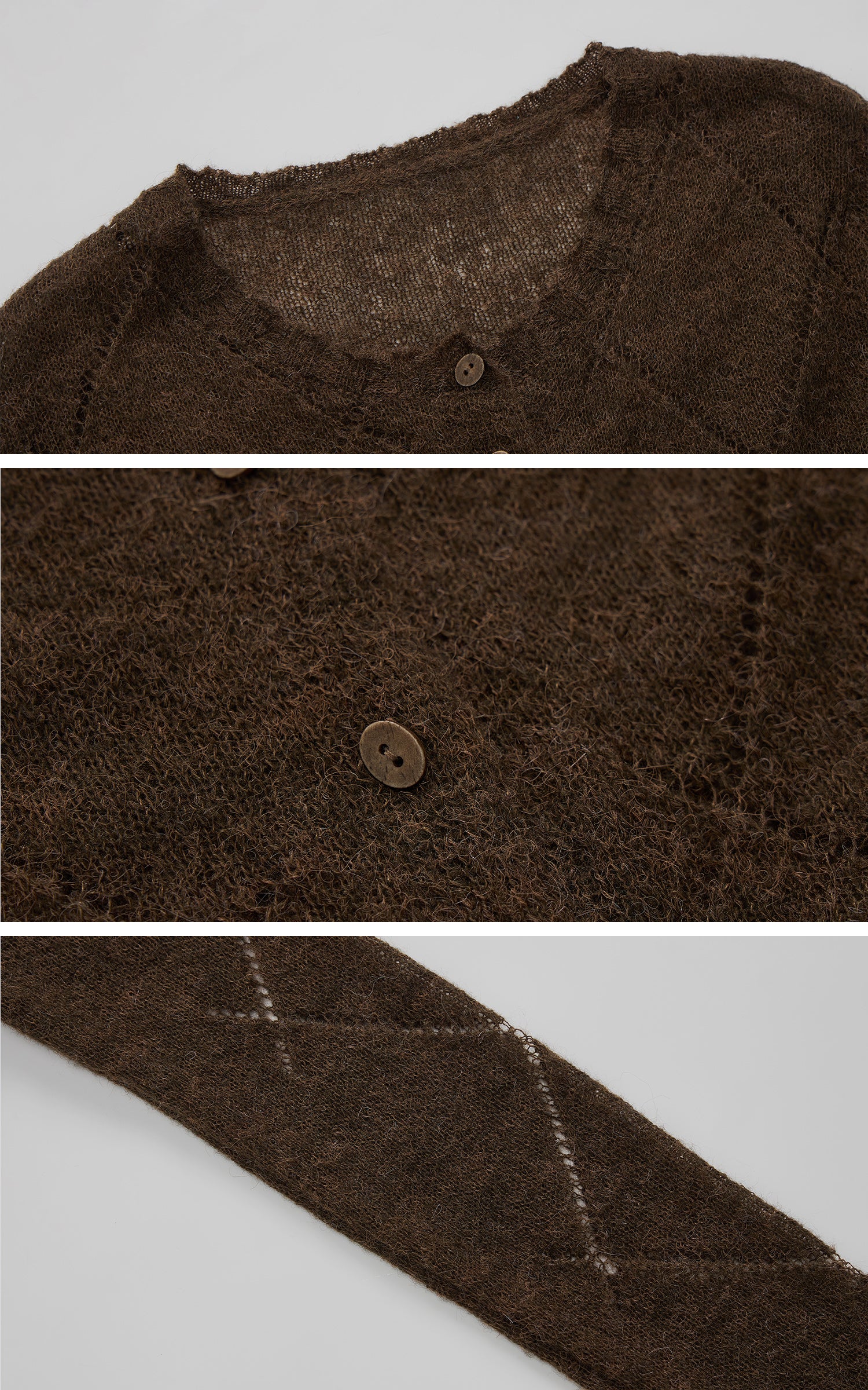 IAMXIAA シアーニットボタンアップカーディガン