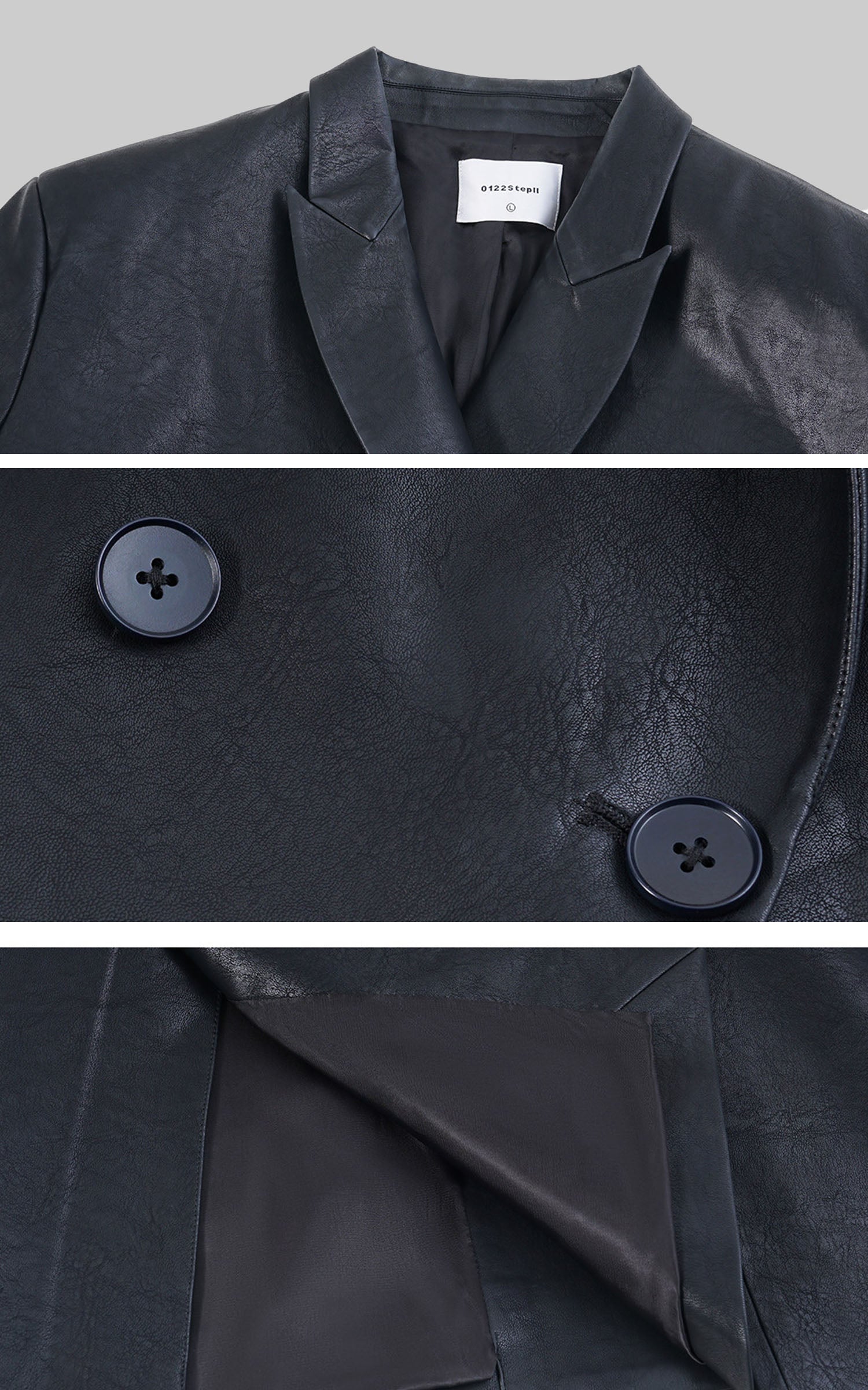 0122stepll オーバーサイズフェイクレザーブレザー