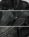 WARDEN EDGE Cropped Leather Jacket with Zipper Detail
